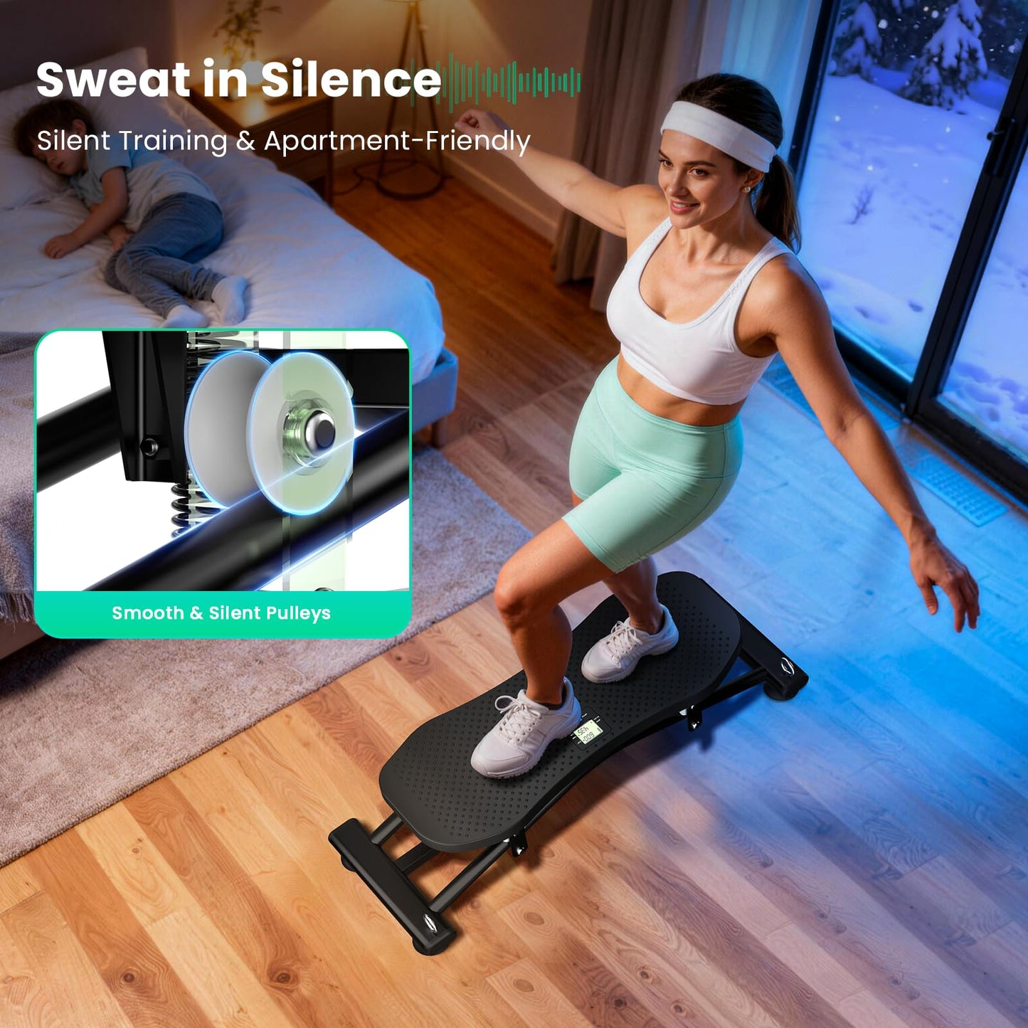 RoyalRcmtx Balance Board for Adults, Rocking Stepper with Resistance Bands, 300LBS Portable Wobble Board, Quiet Side to Side Ski Simulator Trainer Exercise Machine for Home Gym Core Workout