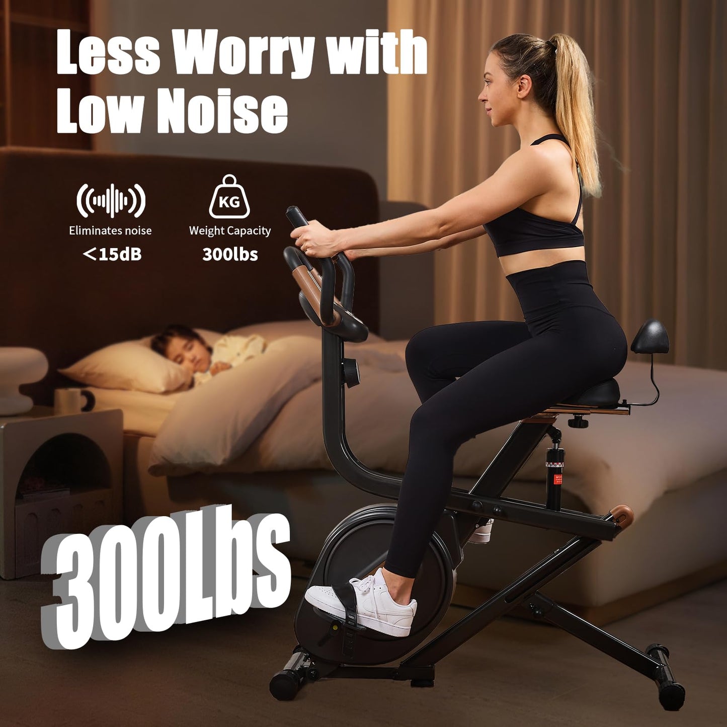 BSJ BESTGYM 3 in 1 Squat Machine,Exercise Bike,Adjustable Magnetic Resistance Stationary Bikes for Home with App Compatible,Squat Assist Trainer,Indoor Bike with 300lbs Weight Capacity,Workout Bike