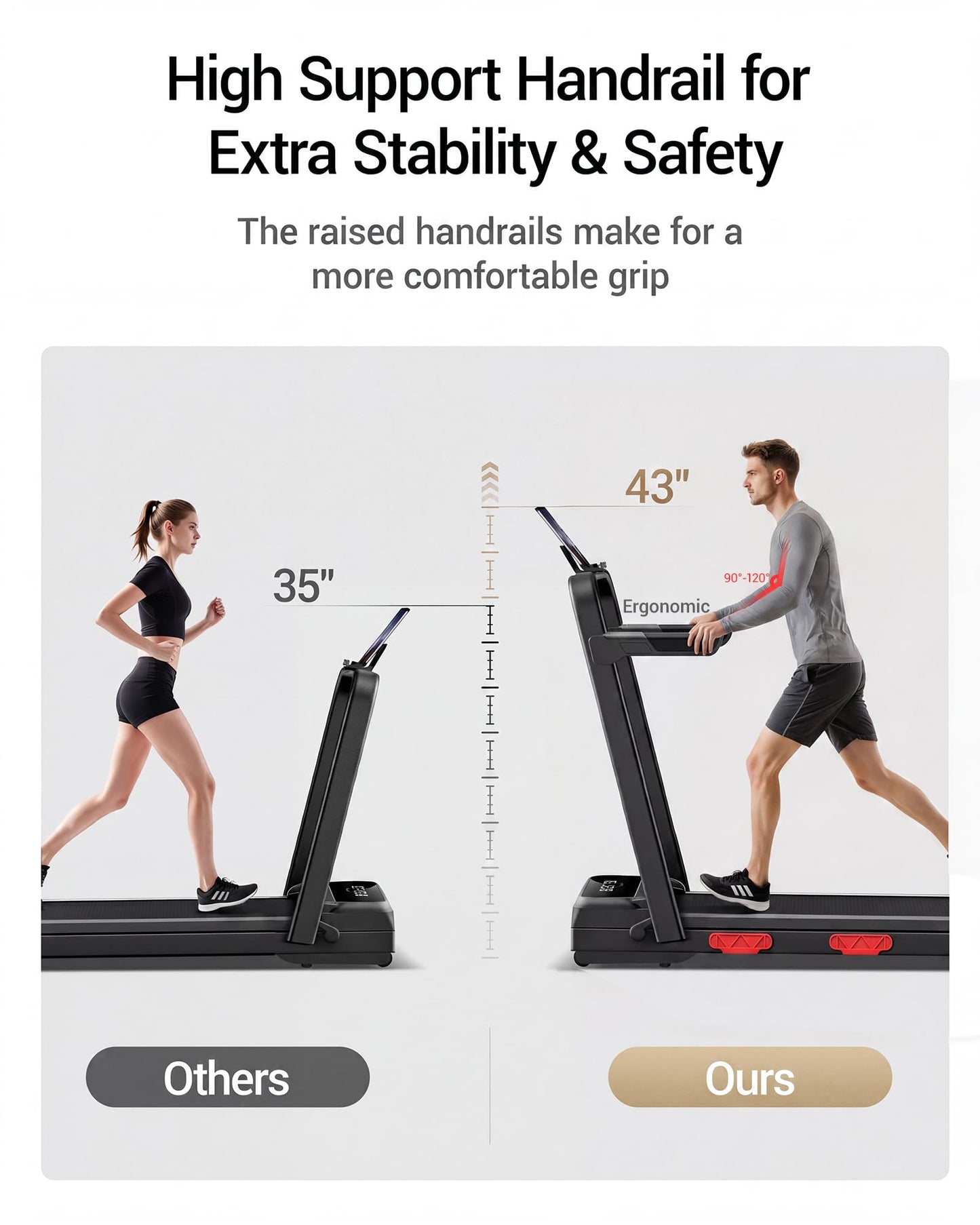 15% Auto Incline Walking Pad Treadmill with 12-Level, Under Desk Treadmill with Handles, Portable Treadmills for Home Small, 43‌″ High Armrests