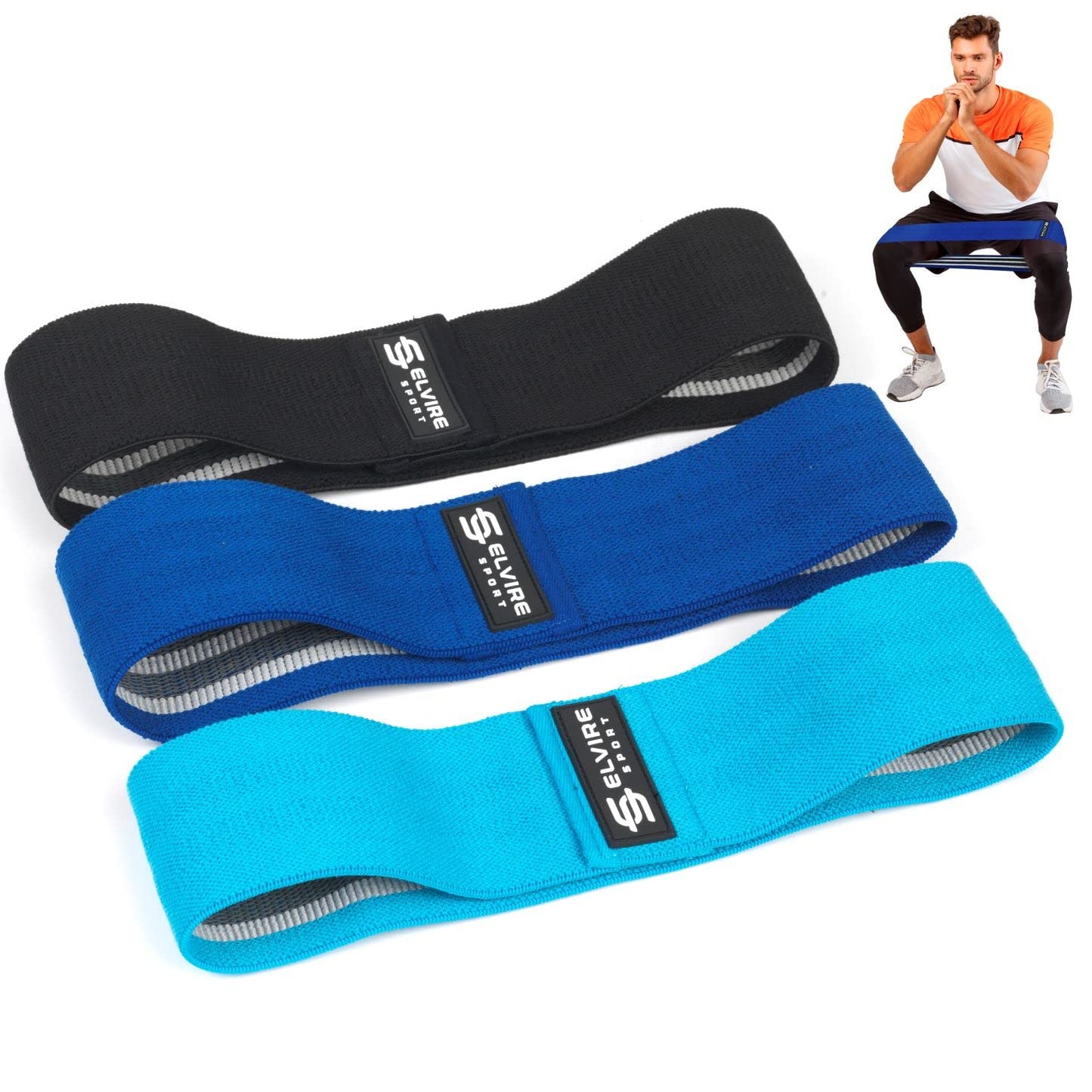 Elvire Fabric Resistance Bands for Working Out, Exercise Set of 3, Booty Band for Women, Workout Loops for Legs, Glutes, Squats