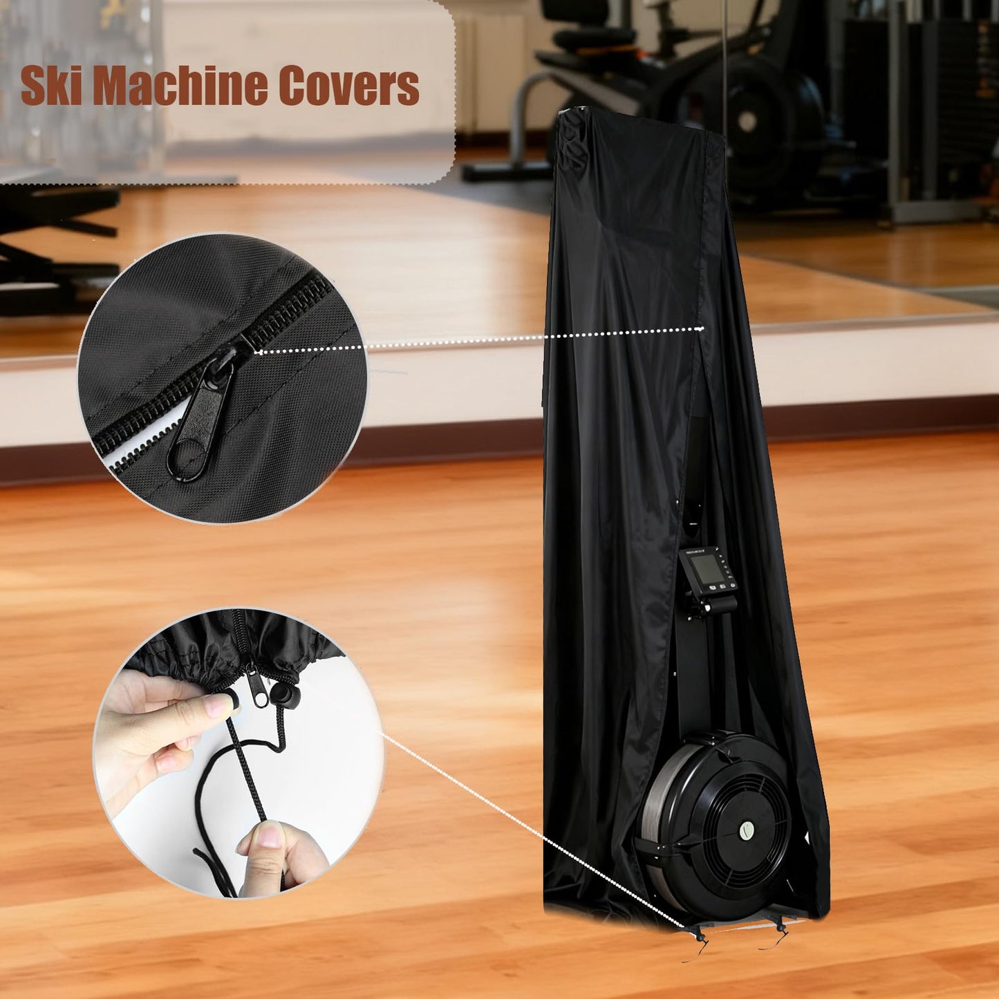 Aidetech Ski Exercise Machine Cover for Concept2, Dust-Proof & Waterproof Ski Machine Covers, Ski Equipment Cover for Home Gym-16"D x 20.5"W x 85"H