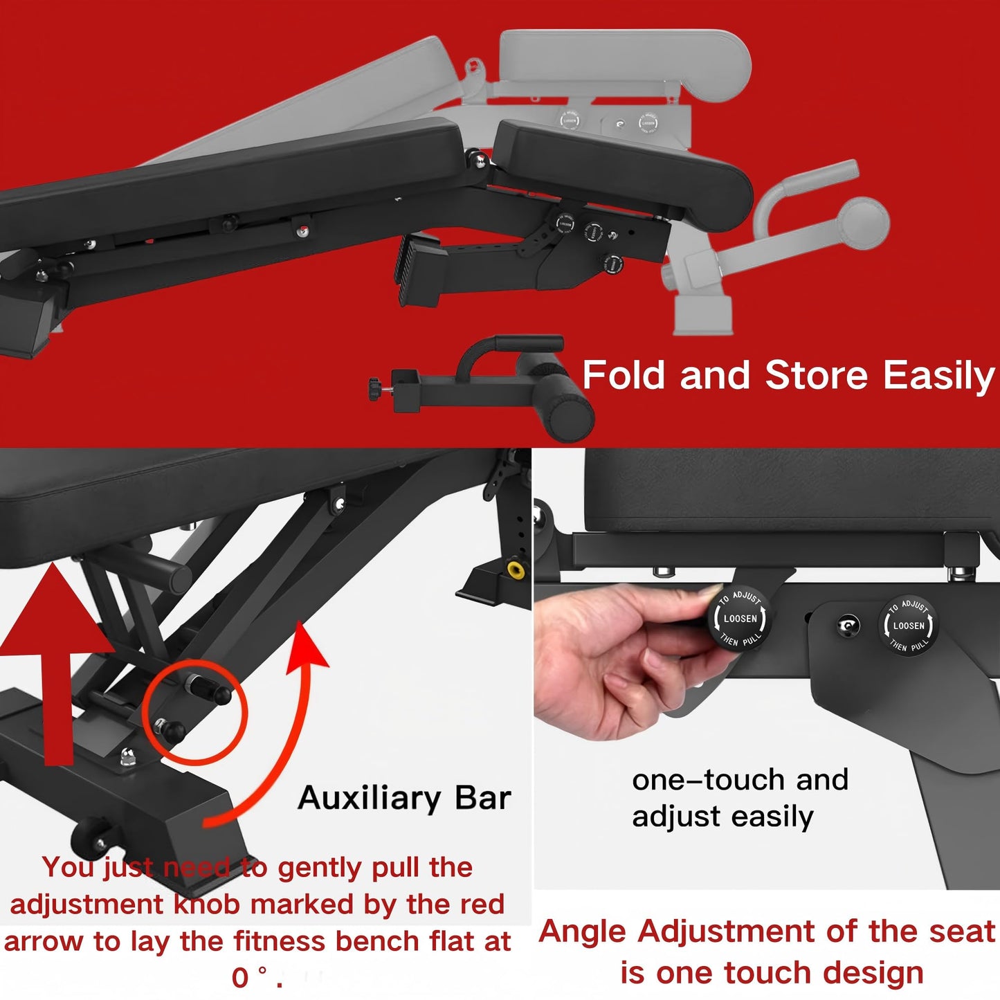 YOUTEN 1300 LB Weight Bench Heavy Capacity | 9-4-4 90° Adjustable Incline Decline Exercise Chair for Home Gym More Stable and Durable | Foldable Training Lifting Bench | Dragon Flag Handle for Abdominal Arm Workout