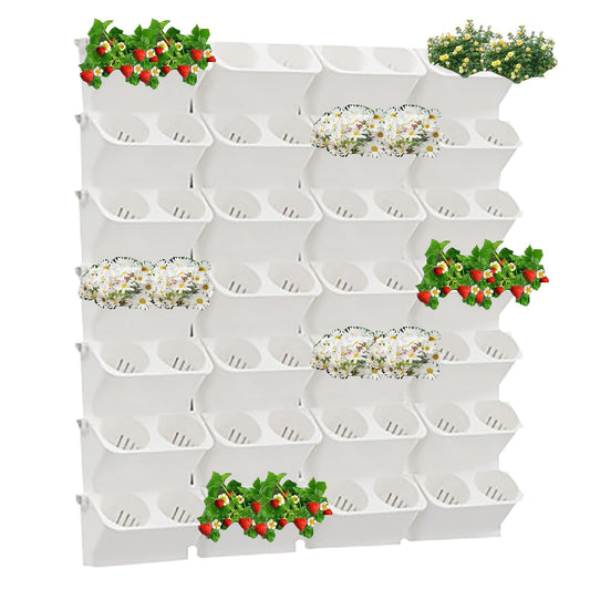 Vertical Wall Planter - Stacking Outdoor & Indoor Self-Watering Planters, Wall-Mounted Hanging Plant Holder for Herbs, Flowers & Garden Decor - Space-Saving Greenery Solution