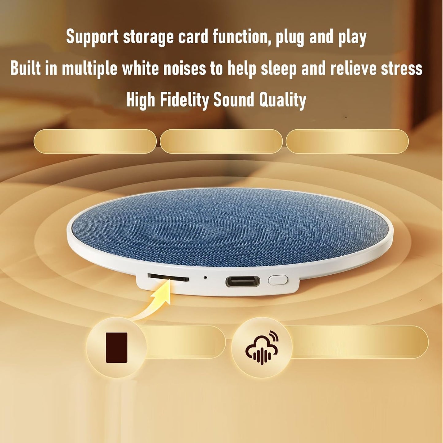 XUMIUZIY Under Pillow Speakers for Sleeping, Bluetooth Pillow Speakers with White Noise Machine, Support TF Card