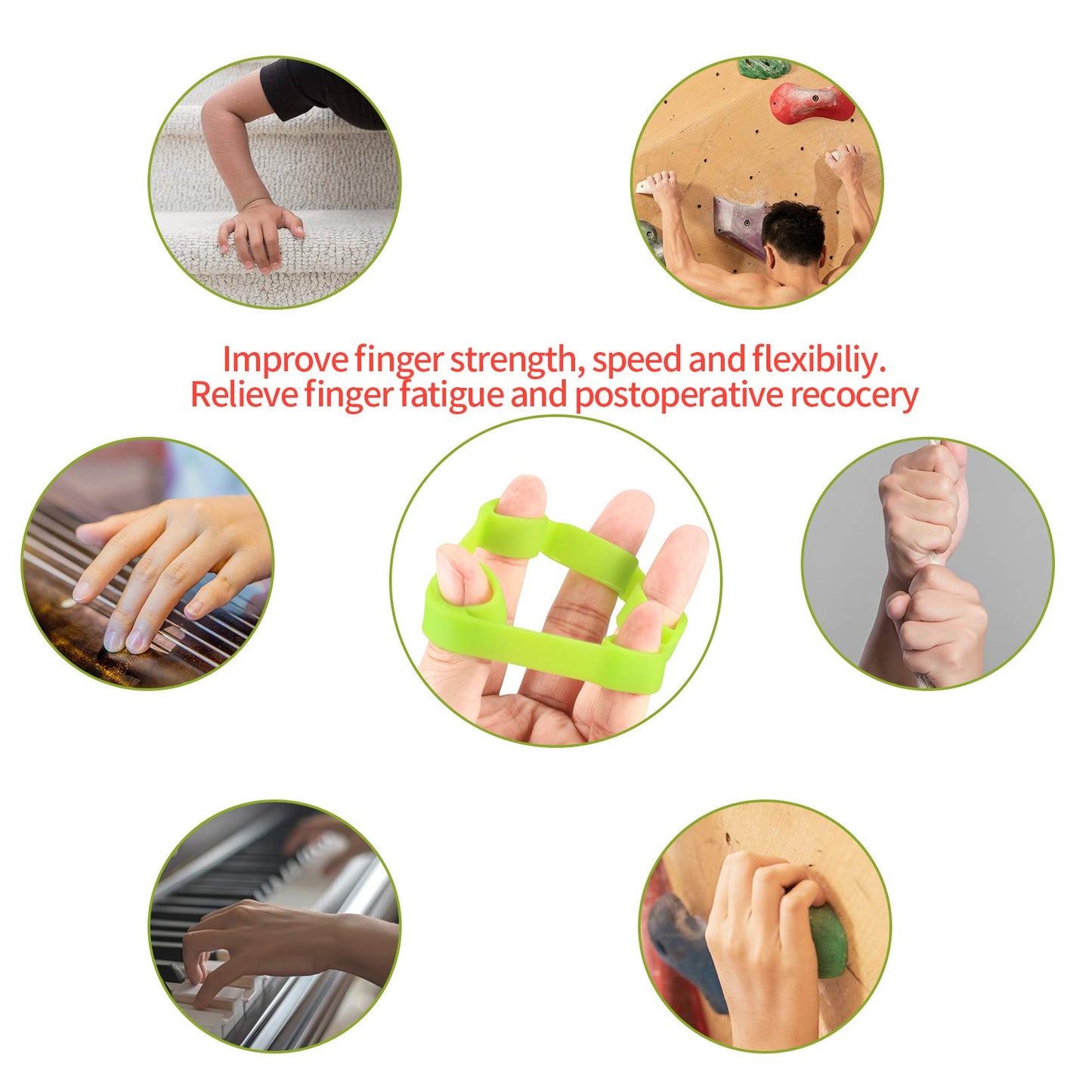 3 Pcs Hand Grip Strength Balls with 2 Pcs Finger Strengthener, Wrist Grip Strengthener Trainer, Stress Relief Balls Trainеr Hand Balls, Hand Exerciser Squeezer for Adults Hand Workout