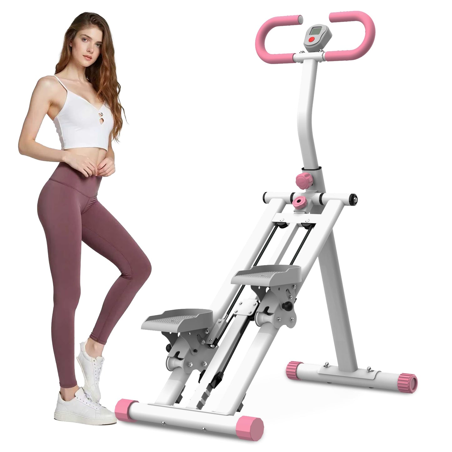 Zyerch Stair Stepper for Home, 265lbs Vertical Climber Machine for Full-Body Exercise, Resistance Home-Upgrade Climber Fitness Equipment with Stable Frame Adjustable Handlebar for Women Men, Pink