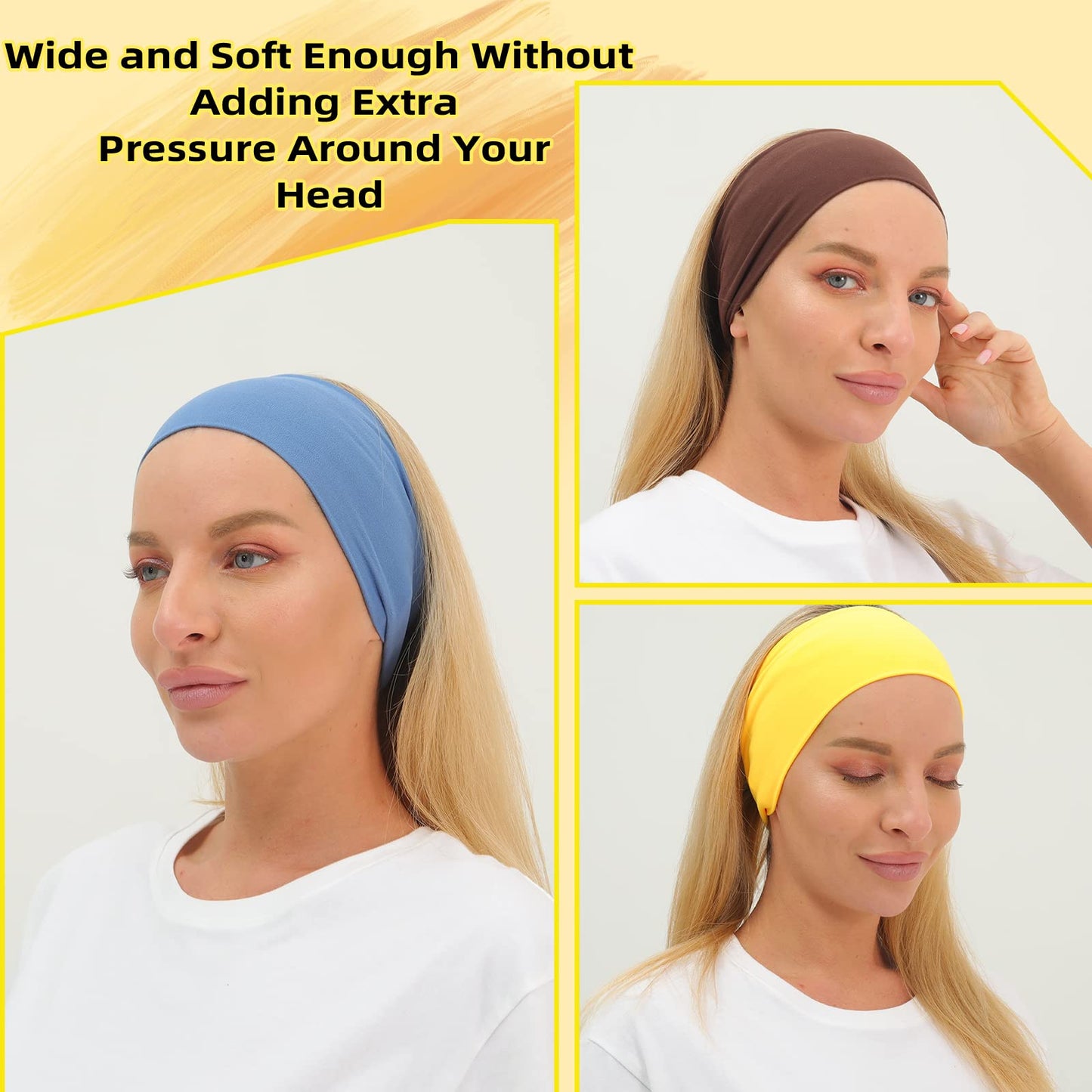 RITOPER Women's Workout Wide Headbands - Non Slip, Super Soft Yoga Running Exercise Bands, Elastic Sweat and Hair Wraps