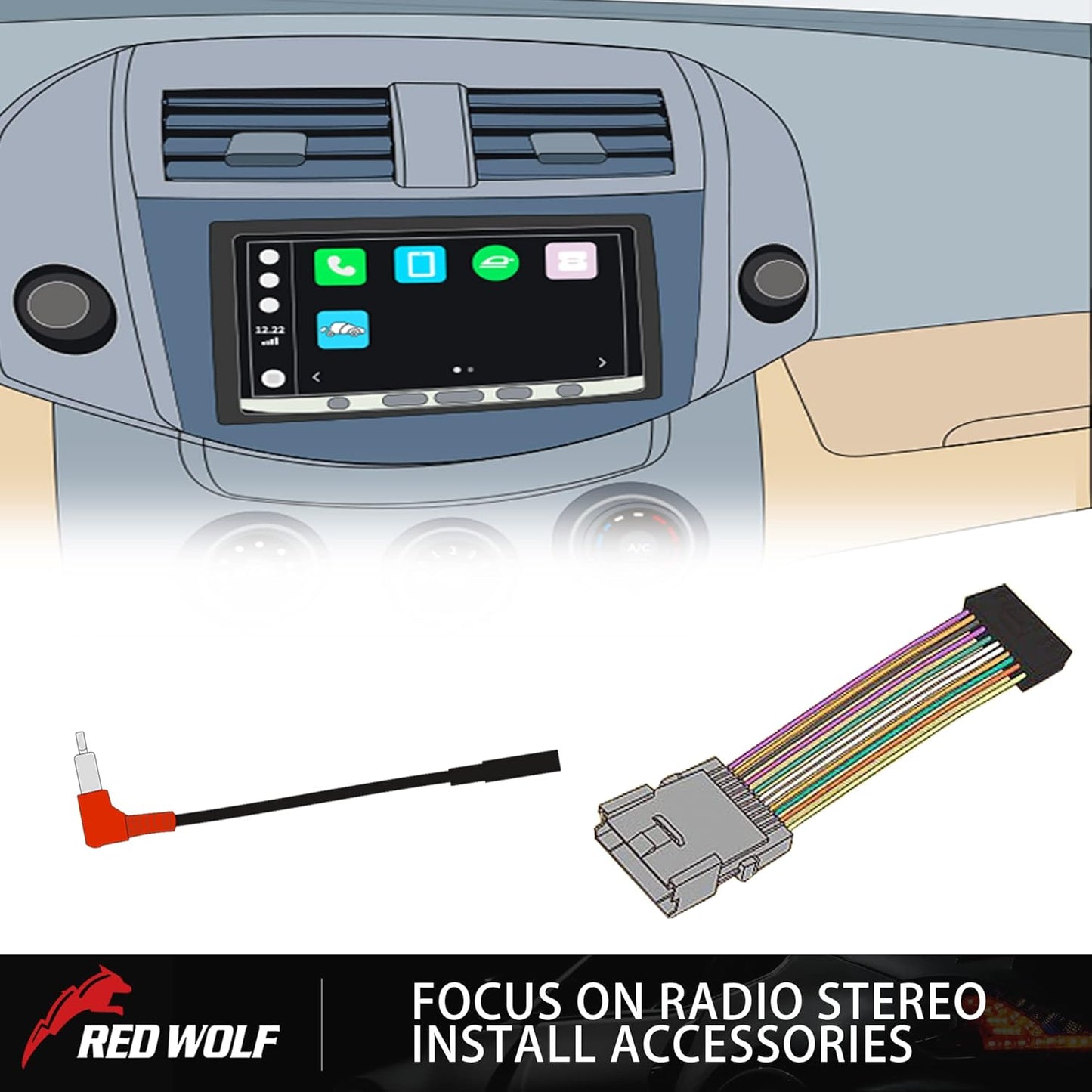 2001-2007 2002-2006 330 2002-2006 RED WOLF Car Wiring w/RCA Plug Amplifier Integration Harness for Toyota Highlander