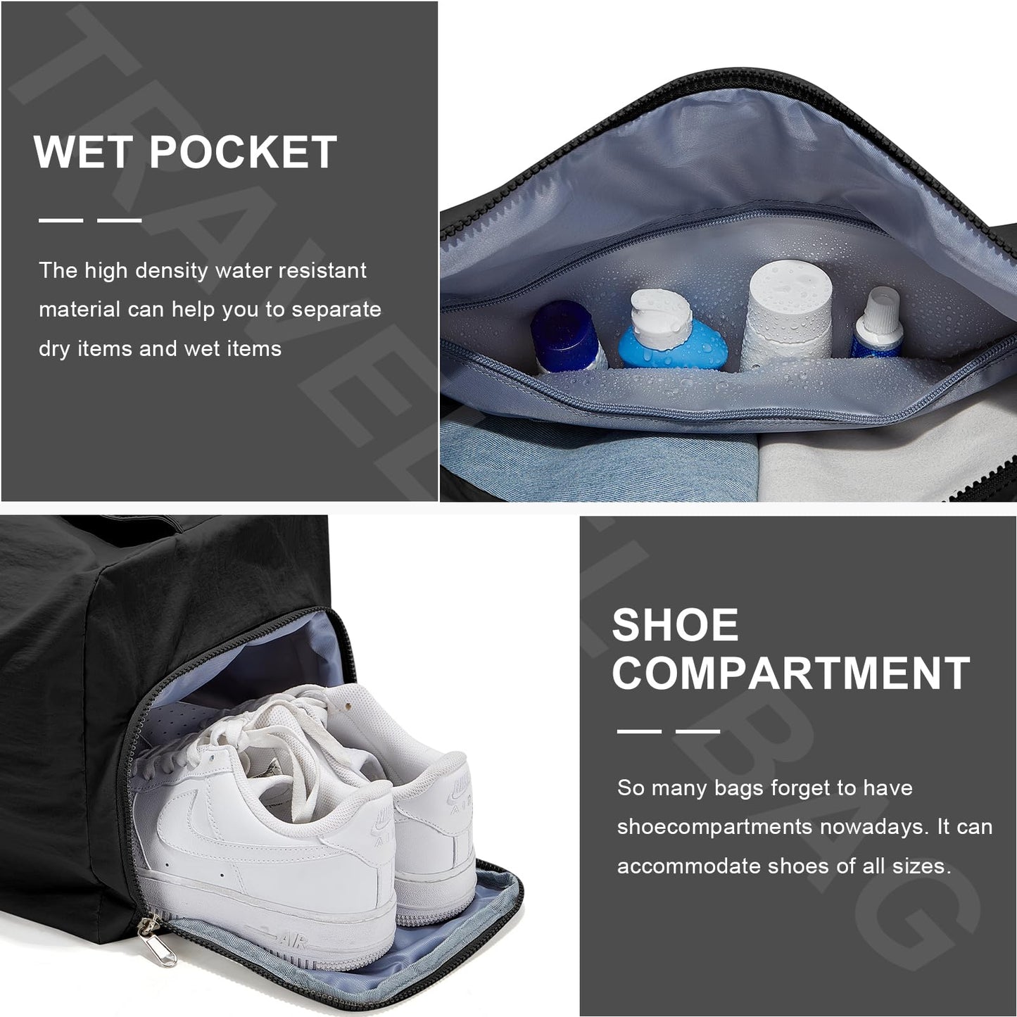 Small Gym Bag with Shoe Compartment, Workout Sport Duffle Bag for Women Travel, Waterproof Shoulder Overnight Bags Lightweight Carry on Tote Bags for Swim, Yoga, Dance