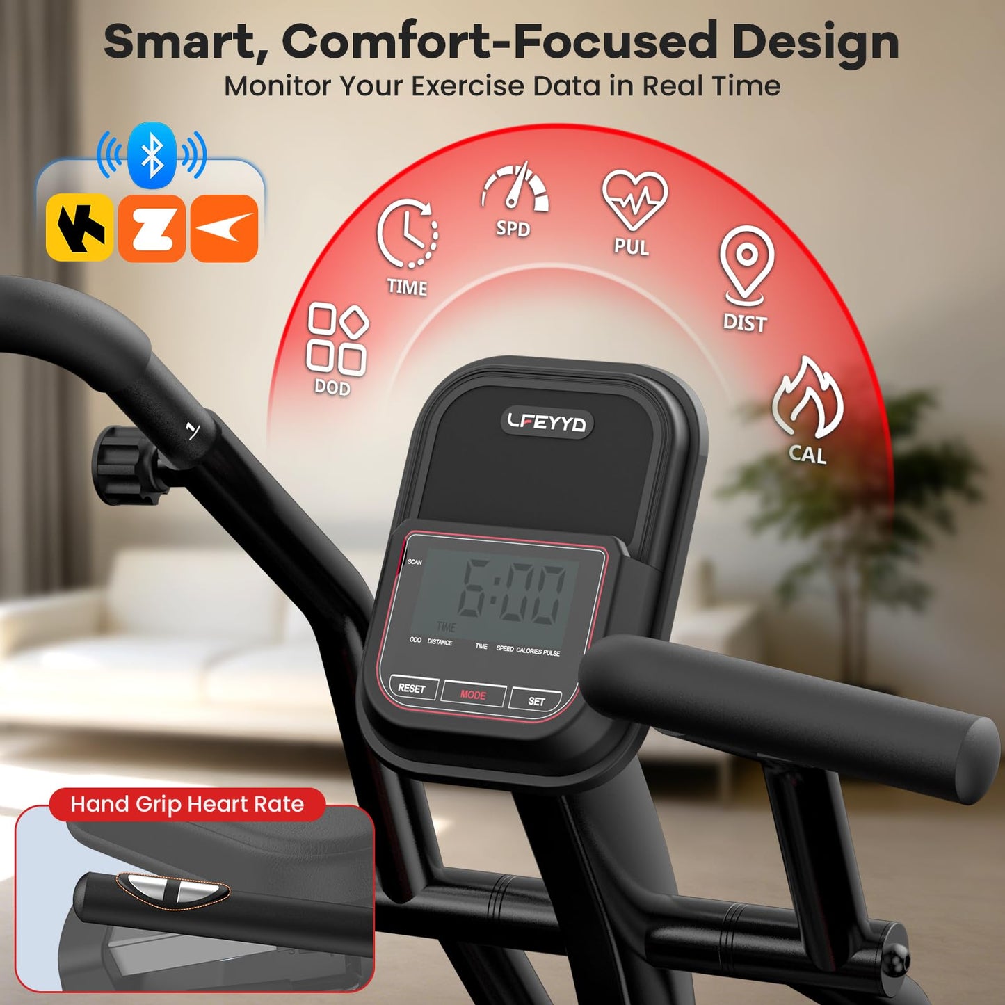 LFEYYD Recumbent Exercise Bike for Home, Stationary Bike with Arm Exerciser, 16-Level Magnetic Resistance, Bluetooth App, LCD Monitor, Heart Rate, Heavy-Duty Frame, Low-Impact Cardio & Physical Therapy, 450LBS Capacity (BIACK-Red)