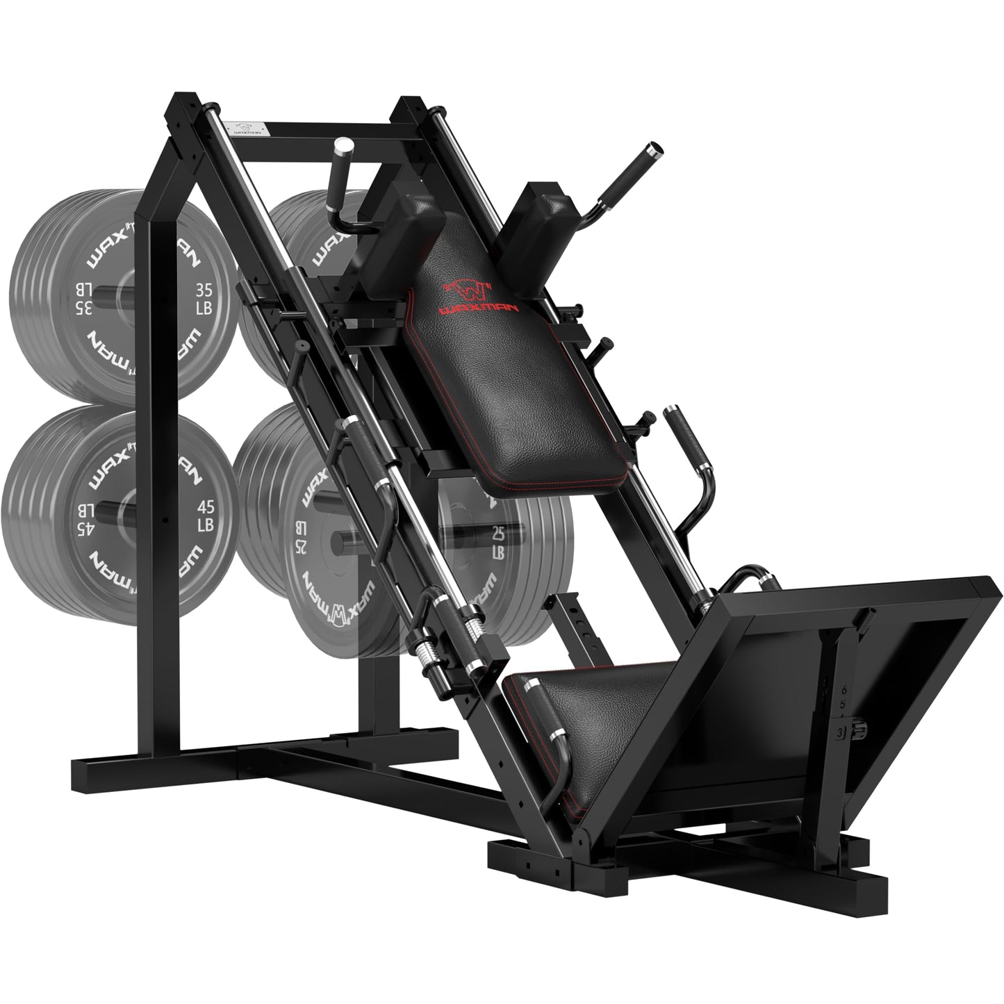Waxman Leg Press Hack Squat Machine Combo, 2-in-1Leg Exercise Machine with Linear Bearing, Special for Lower Body with Weight Storage for Quads, Hamstring
