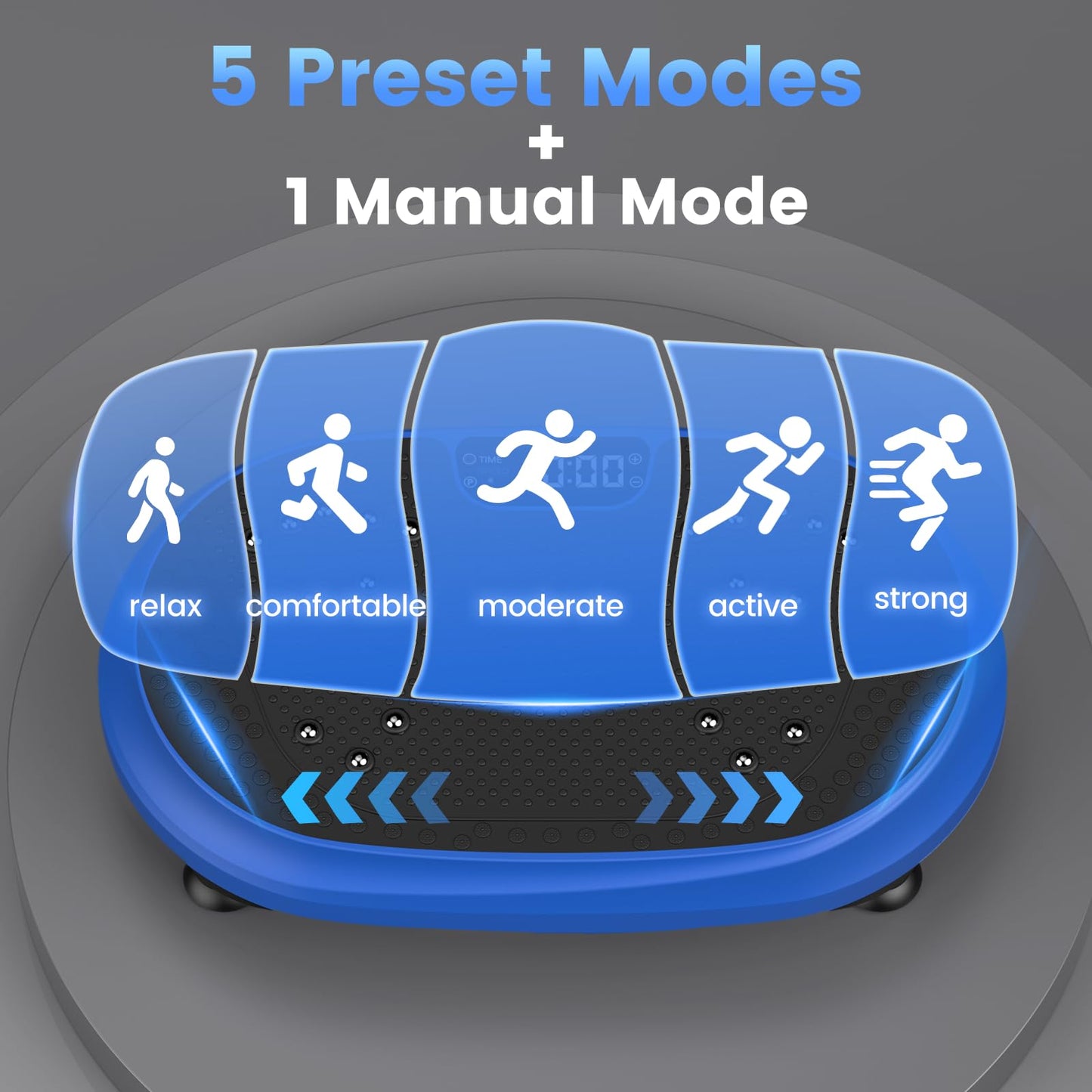 Vibration Plate Exercise Machine, Vibrating Fitness Platform for Lymphatic Drainage, Full Body Shaker Workout Equipment, Bluetooth Power Shaping Vibrate Plate, Board Sport for Home Exercise Gym, Blue