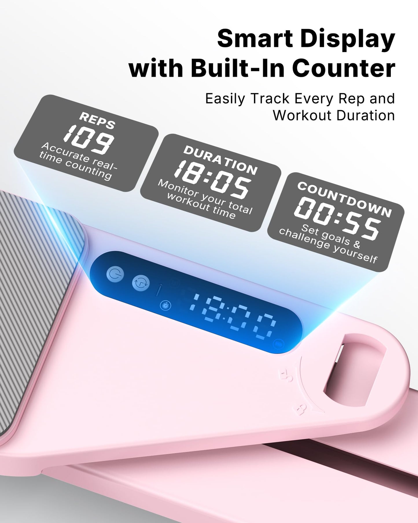 MERACH Pilates Board, Pilates Reformer Set with Timer and Resistance Bands, Portable Pilates Equipment for Home Workout, Ab Core Trainer Pilates Kit for Women and Beginners (Light Pink)