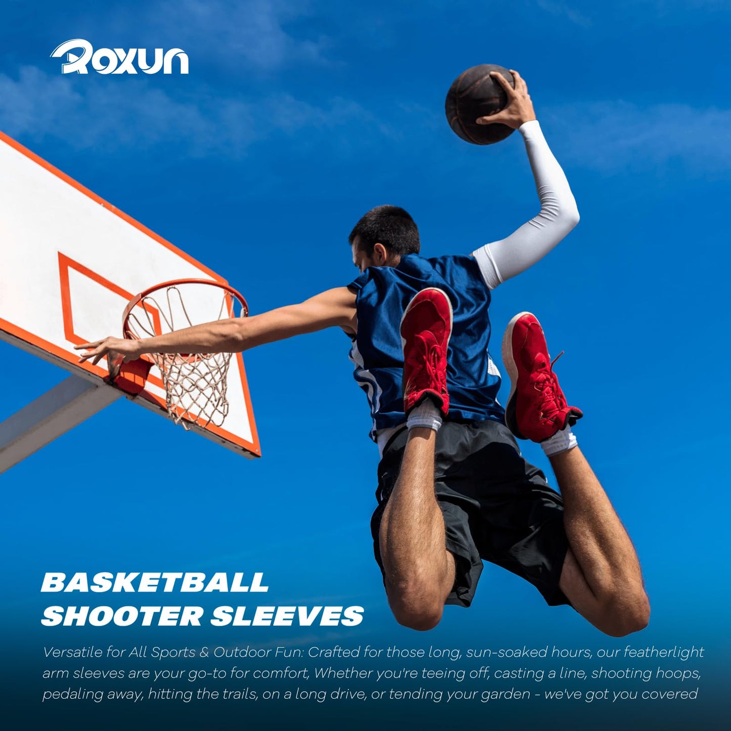 ROXUN 4 Pairs Arm Sleeves, Cooling UV Sun Protection Sports Compression for Men/Women 4 Black