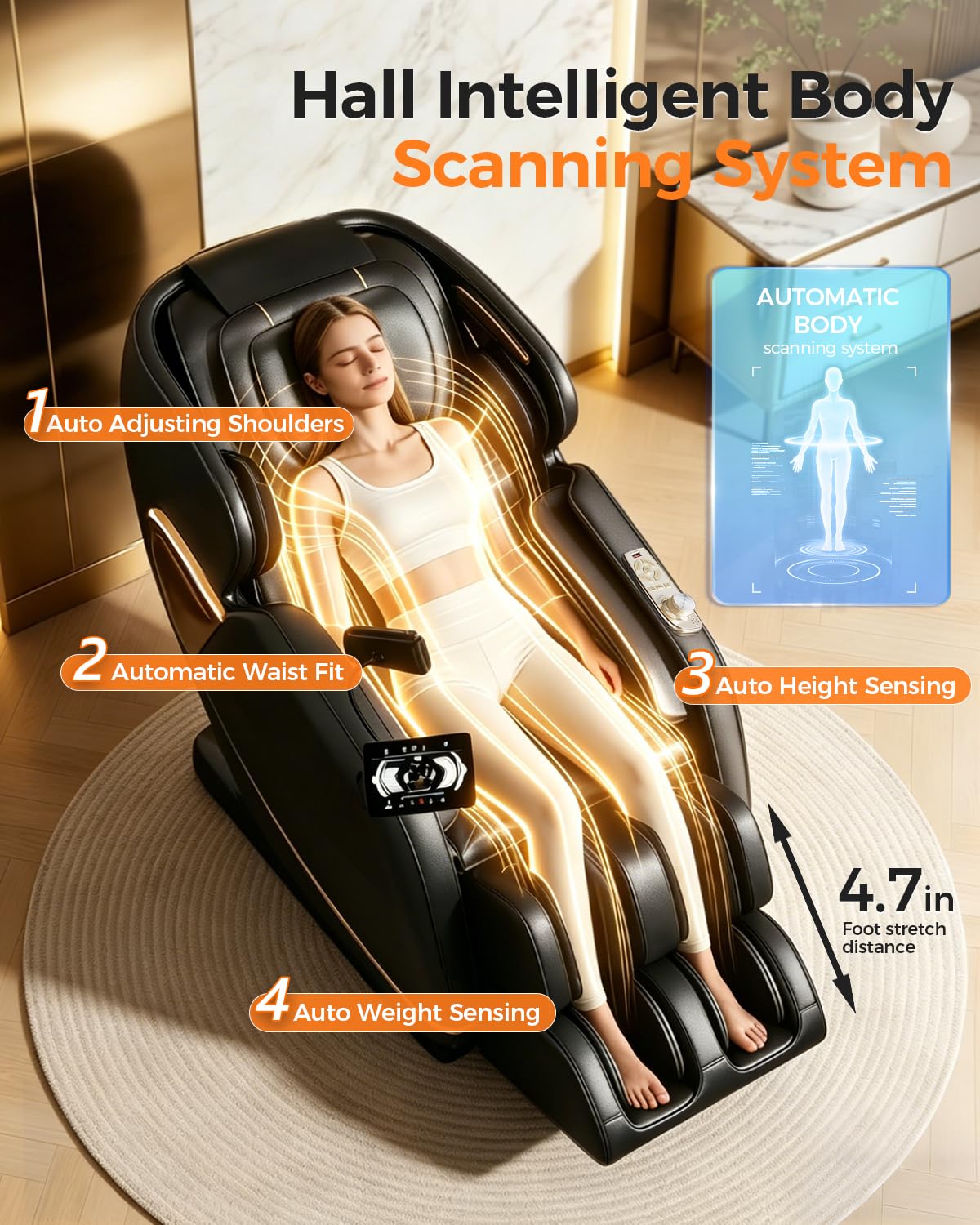 DAHAIY 𝟐𝟎𝟐𝟔 𝐍𝐞𝐰 𝐔𝐩𝐠𝐫𝐚𝐝𝐞 3D Massage Chair Full Body, AI voice control, PU Leather Zero Gravity Heated Back Foot Hand Massage Recliner Chairs, Living room furniture,Office,Portable - Black