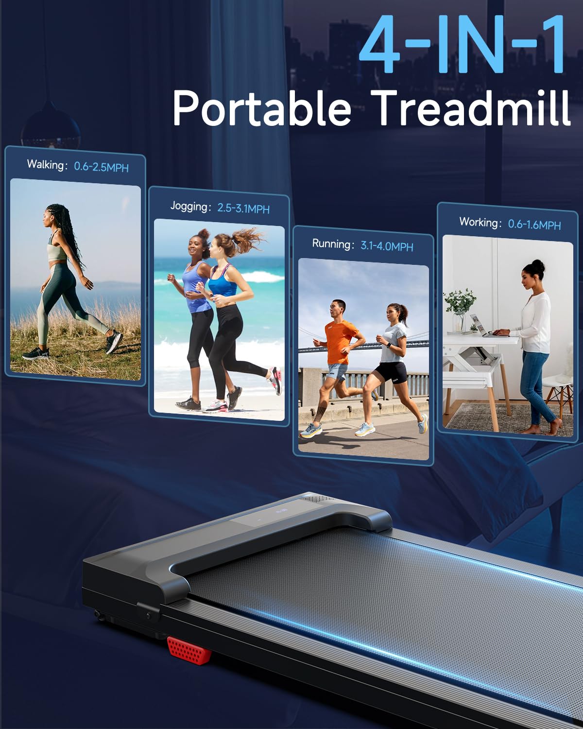 Walking Pad Treadmill Under Desk - Portable Walk Pads for Home Office Small Spaces Mini Compact Running Machine Mat Slim Lightweight Caminadora Eléctrica para Casa with Remote Control LED Display