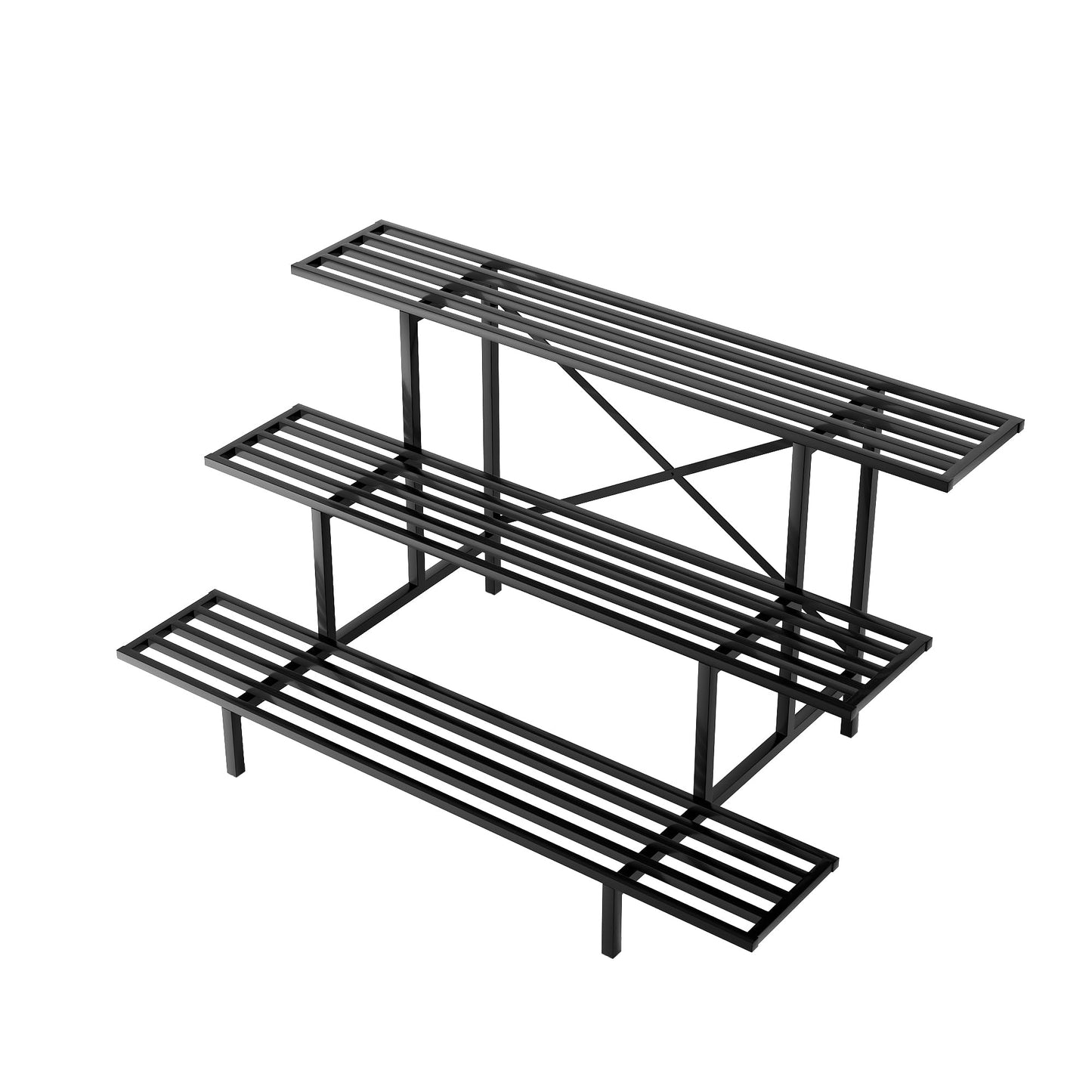 Zhongma 3 Tier Sturdy Metal Plant Stand, L45.67 x W26 x H23.6 inch, Heavy Duty Plant Holder for Home Indoor and Outdoor, 660 LBS Capacity & Heavy Duty Construction