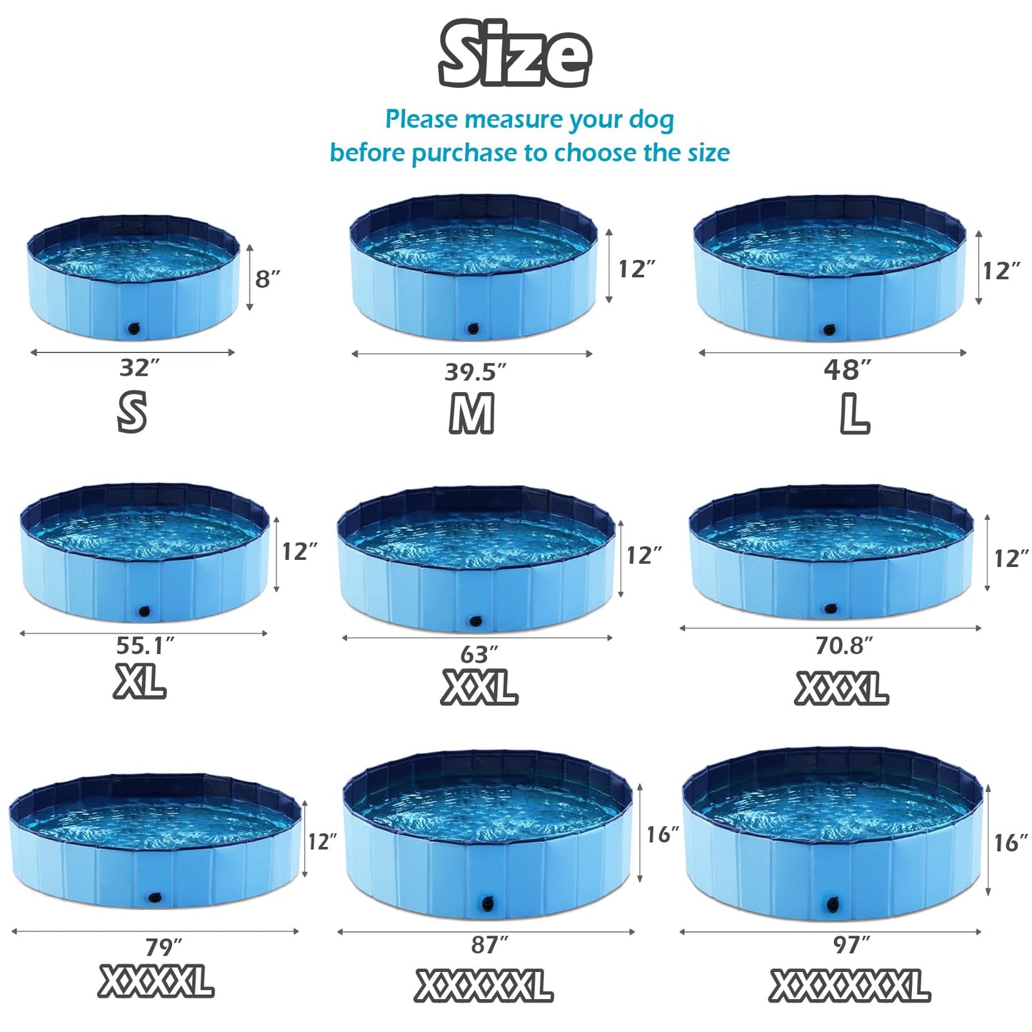 Jasonwell Foldable Dog Pet Bath Pool Collapsible Dog Pet Pool Bathing Tub Kiddie Pool Doggie Wading Pool for Puppy Small Medium Large Dogs Cats and Kids 48" Blue