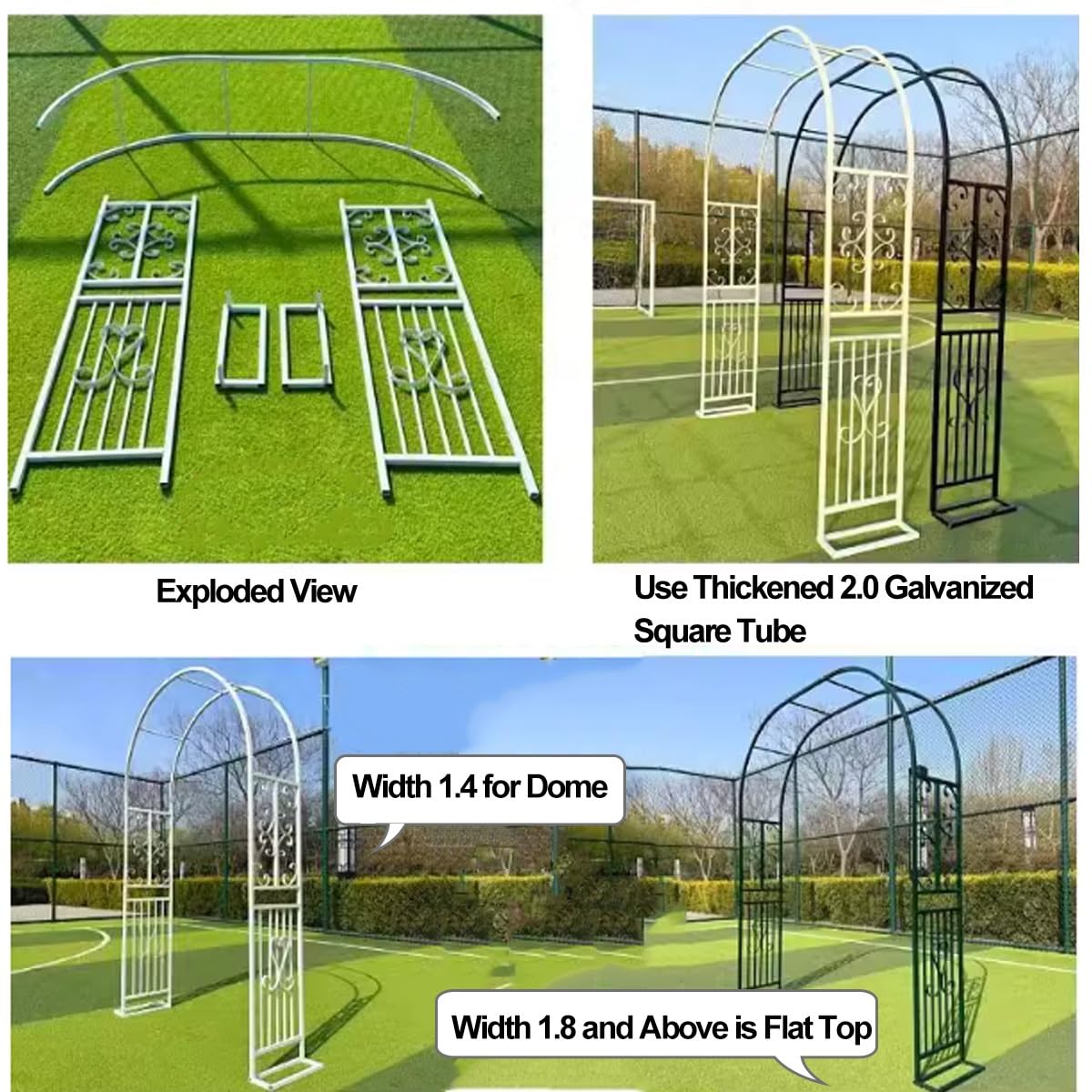 Hltzyzbl Garden Trellis Arbor Metal Arch Heavy Duty Roses Outdoor Arbour for Various Climbing Plant Easy-to-Assemble Stable W8.5ft X H7.5ft, W9.8ft X H7.5ft, W11ft X H7.5ft(Brown,W4.6ft)