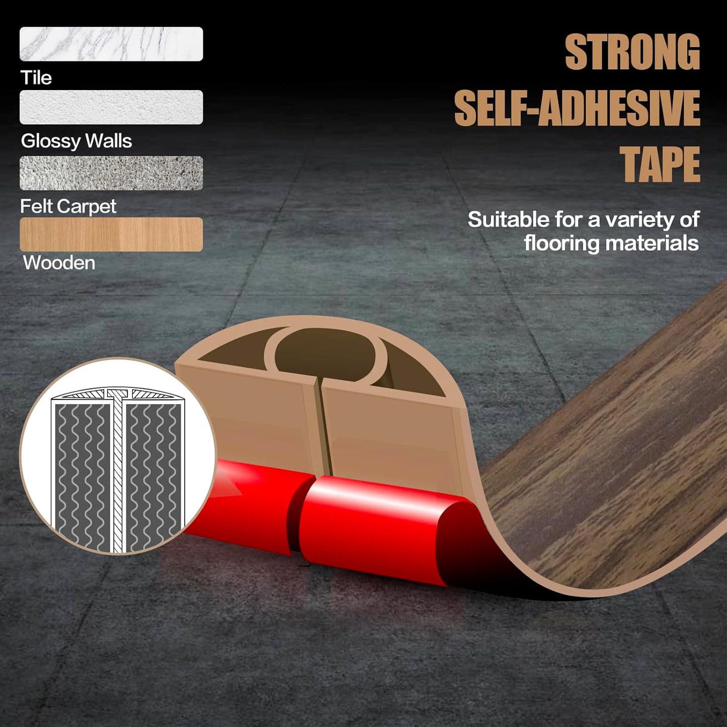 DBHXXMB-HH Hider,10FT Cavity:0.3"(W) 0.28"(H) Floor Cord Cover Self Adhesive Cord Cable Management, Extension Strip