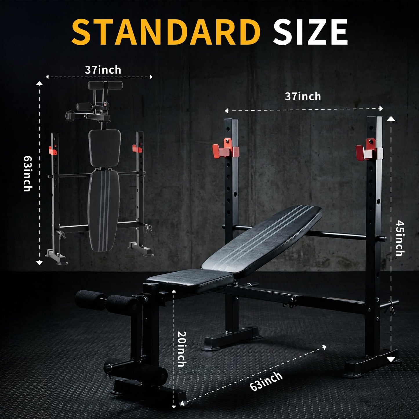 NEWBULIG Adjustable Weight Bench Set with Leg Extension & Curl, 650 LBS Heavy Duty Foldable Bench Press Set with Barbell Rack, Full Body Strength Training Bench for Home Gym, Classic Black