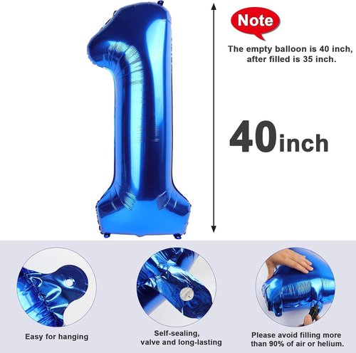 40 Inch Dark Blue Number Balloons by [Brand Name] - Stunning 40th Birthday Decorations for Men & Women