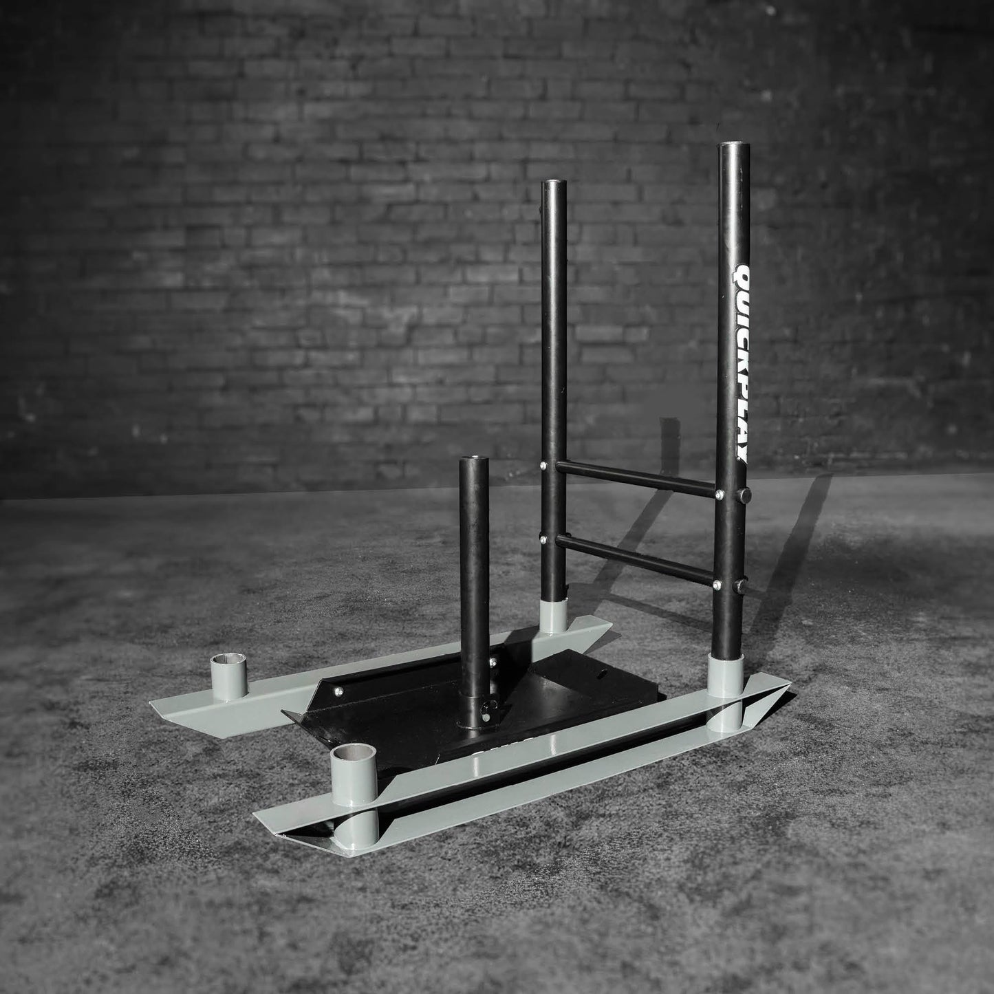 QUICKPLAY Weighted Push/Pull Sled - Heavy Duty Steel Strength & Conditioning Sled - Build Explosive Power, Speed & Agility - Folding, Compact Design - for 50mm Olympic Plates (Full Sled)
