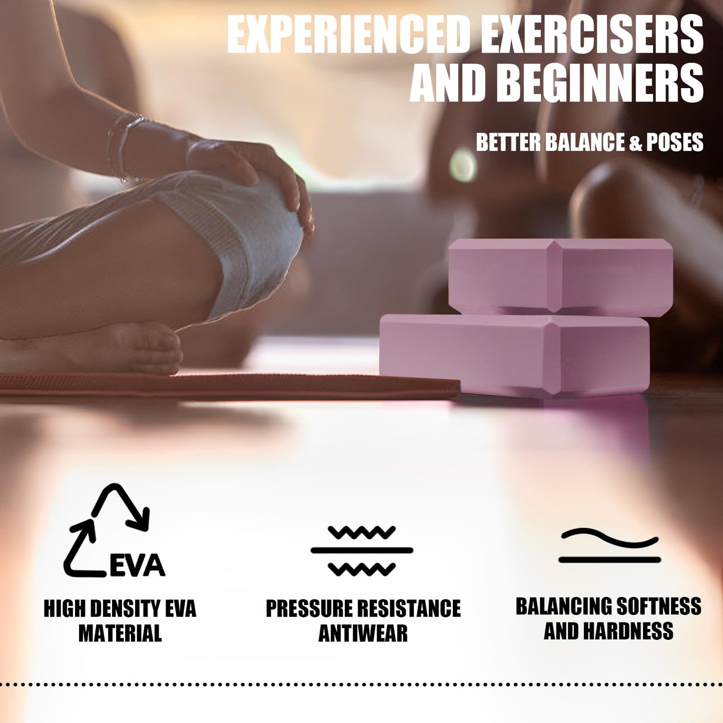 2 Pcs Yoga Blocks, 9"x6"x3" Foam Blocks Yoga Props for Pilates Stretching and Meditation Exercise Blocks Lightweight Yoga Essentials (Pink, normal)