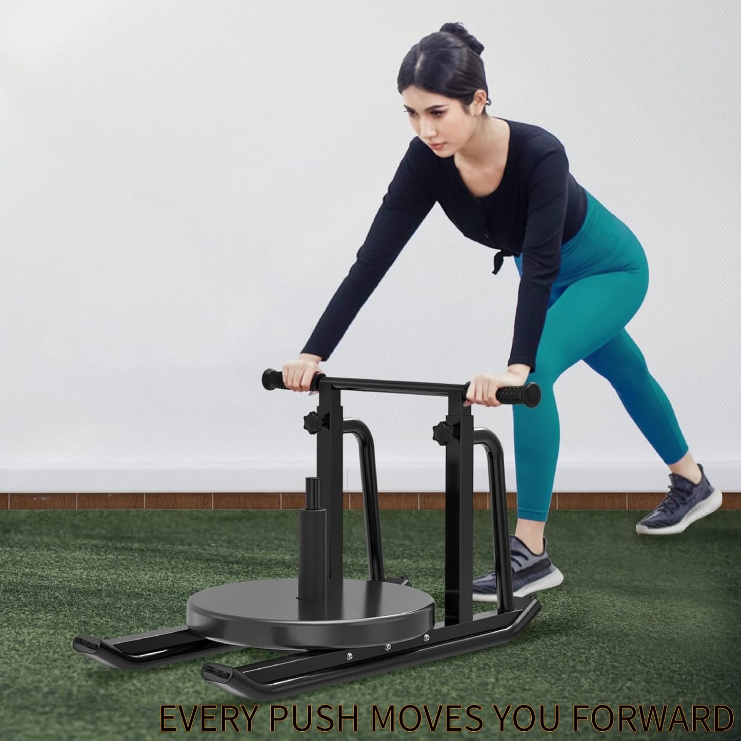 Kipika Weight Sled, Workout Sled, Fitness Strength Training Sled, Speed Training Sled for Athletic Exercise, Speed Improvement, Easily Through Obstacles, Suitable for 1" & 2" Weight Plate (D- Black)