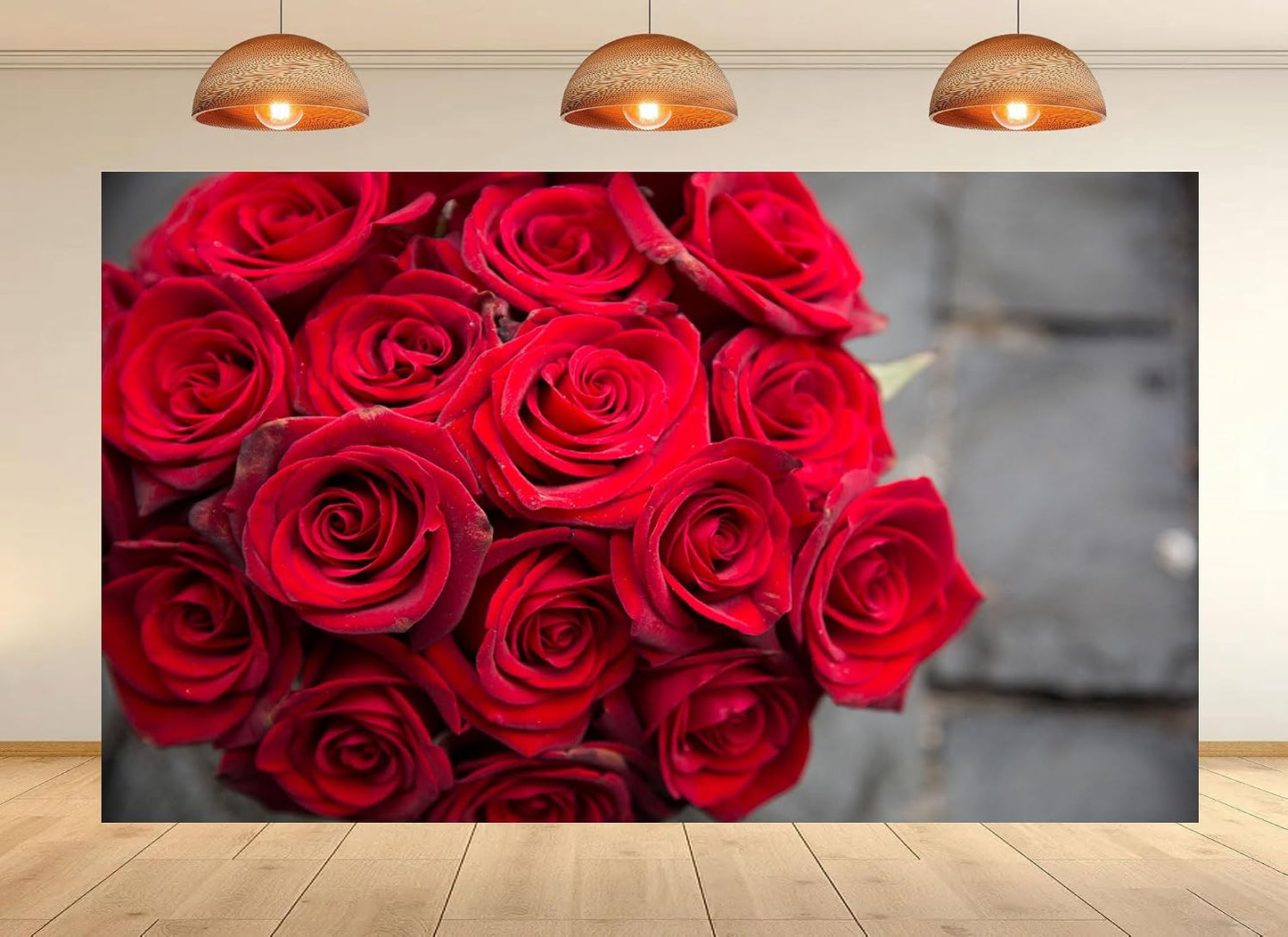 UPXIO 8x6ft Red Rose Bouquet Close Up Backdrop Romantic Floral Arrangement Photo Background Tapestry for Valentine's