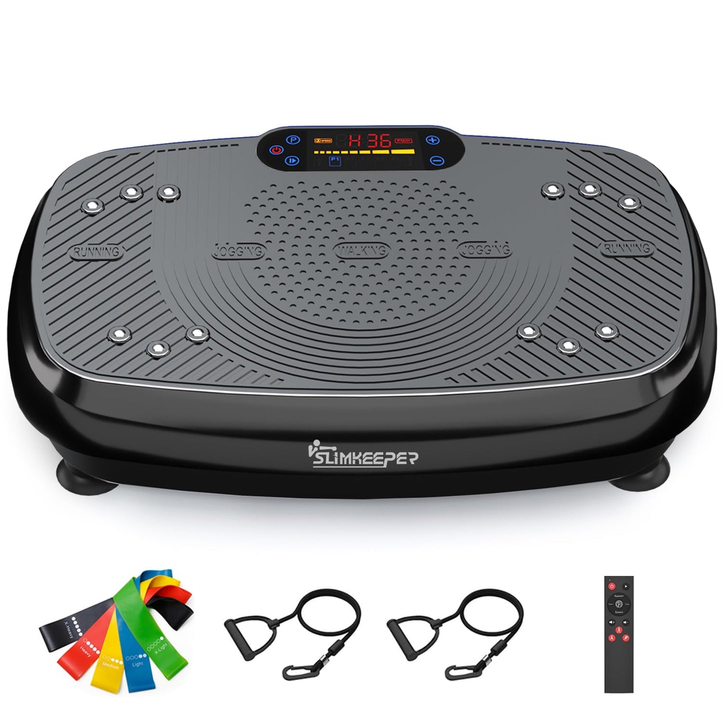 Vibration Plate Exercise Machine Home Fitness Vibrate Stand Shake Board 330 Lbs Capacity Whole Body Workout Shake Board Sport Gym with Fitness Loops & Resistance Bands Weight Loss Gifts for Women Men