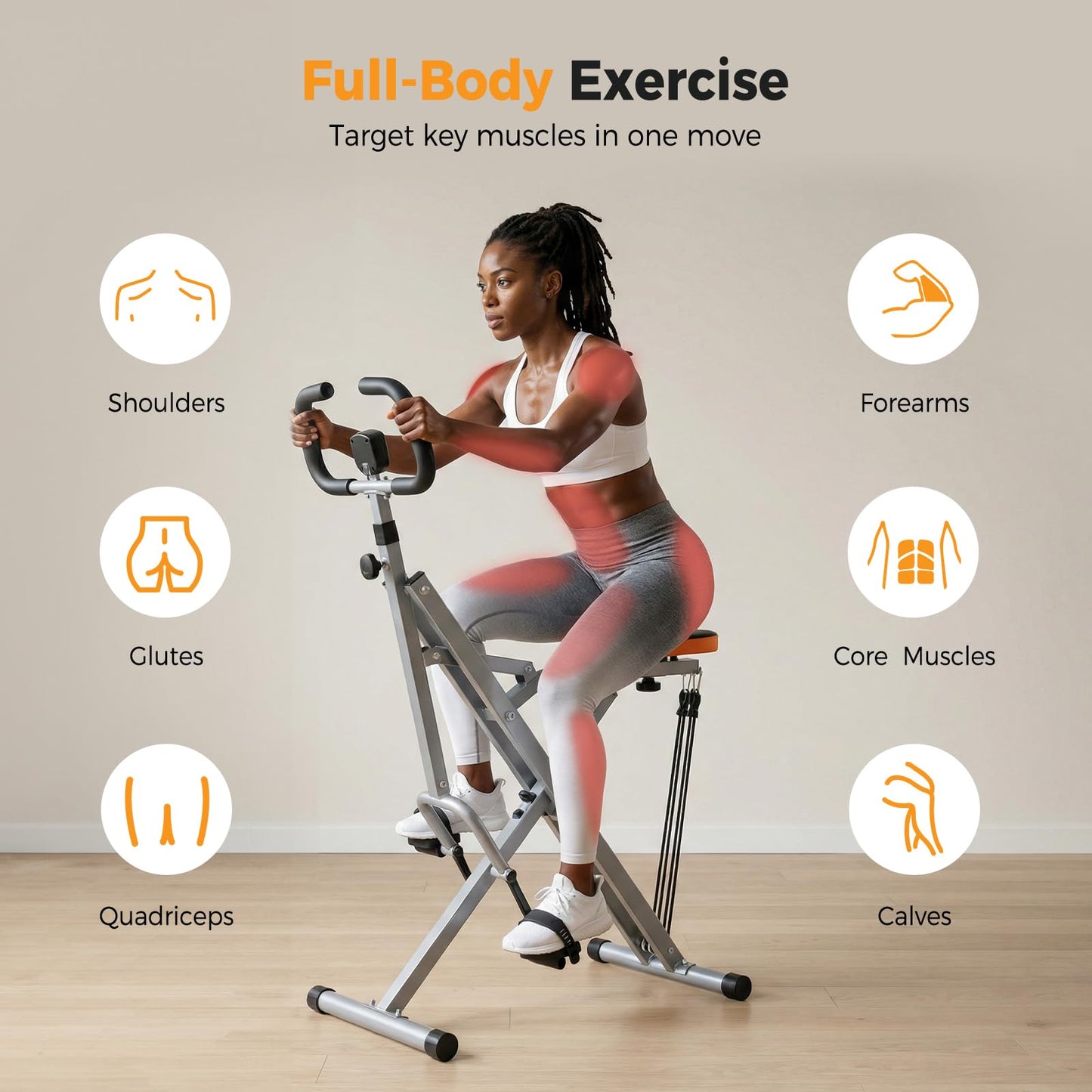 NEWBULIG Squat Machine, 330 LBS Capacity Glute Workout Equipment for Home, Full Body Exercise Rower with Adjustable Resistance, Foldable Glute Exercise Machine