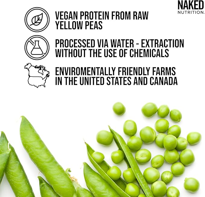 NAKED Pea - Vanilla Pea Protein - Pea Protein Isolate from North American Farms - 5lb Bulk, Plant Based, Vegetarian & Vegan Protein. Easy to Digest, Non-GMO, Gluten Free, Lactose Free, Soy Free