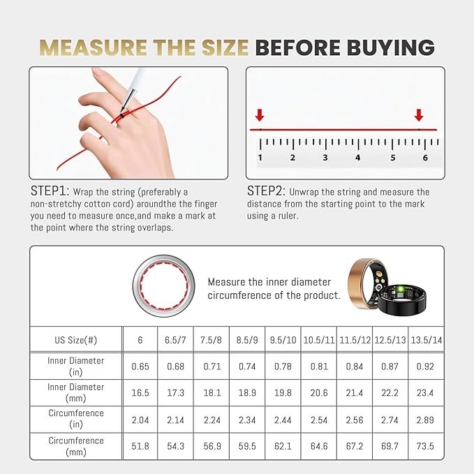 Smart Ring For Women Men, Health Tracker with Heart Rate/Blood Oxygen/Blood Pressure/Sleep Monitoring/Step Counting, IP68 Waterproof Fitness ring, No App Fees for iPhone & Android (Silver, 8#)