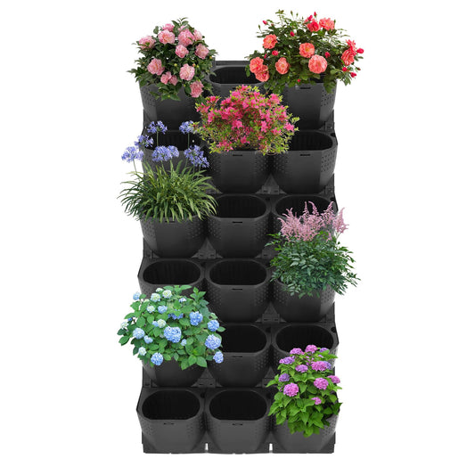36 Pockets Vertical Wall Planters, Hanging Planting Grow Bags, Garden Planter Wall Mounted Stackable Planter, Plant Grow Bag Outdoor Indoor Gardening Vertical Greening Flower Container (Black)
