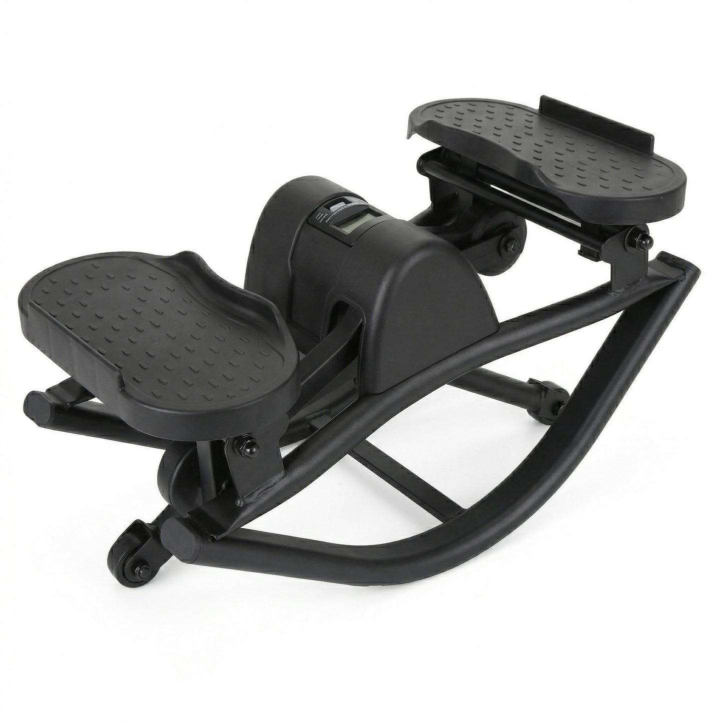 LAMOR Rock Stepper, Side to Side Lateral Rocking Fitness Stepper for Home & Office Workout, Compact Mini Step Machine with Resistance Bands & Anti-Slip Mat, 250 LBS Capacity (Black)