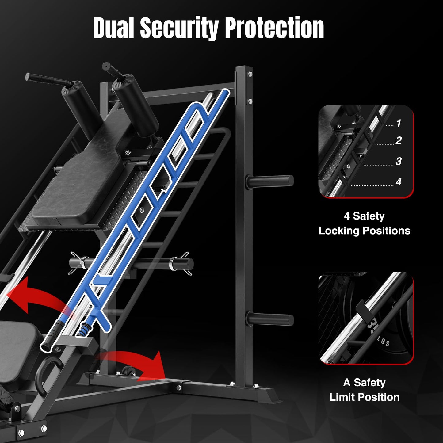 Dripex Leg Press Machine, Hack Squat Machine, Professional Leg Press Machines for Home Gym with 4 Weight Plate Storage Holders, Transport Wheels for Full Lower Body Workout-Weight Plates Not Included