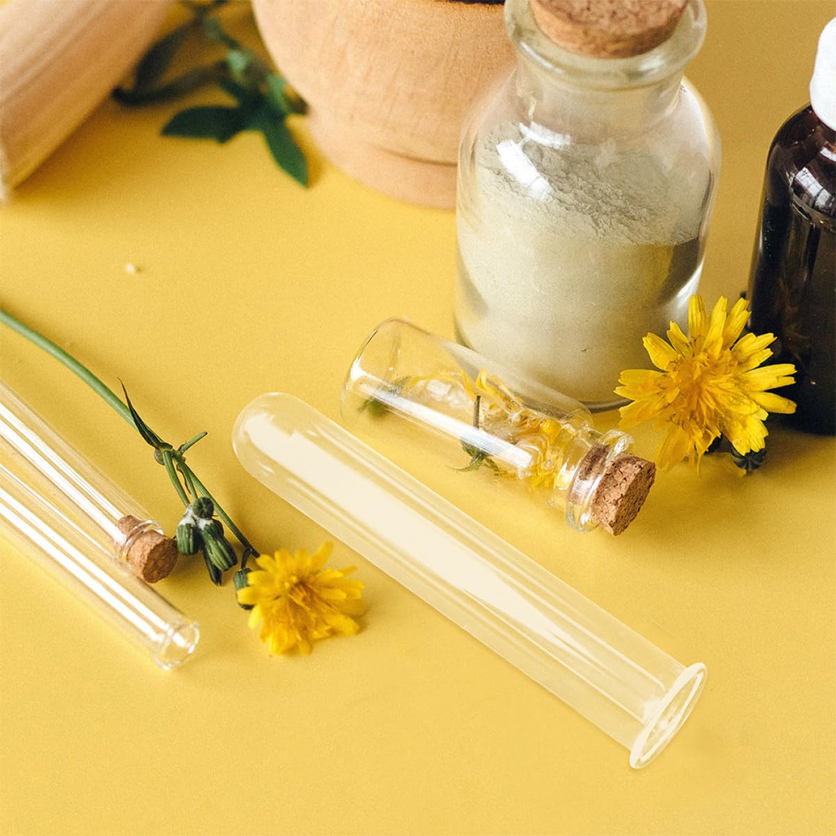 BUTIFULSIC 4pcs Glass Test Tube Hydroponic Vases for Plant Propagation, Small Glass Containers for Desk Terrarium and Flower Display, 2.5x3x18cm
