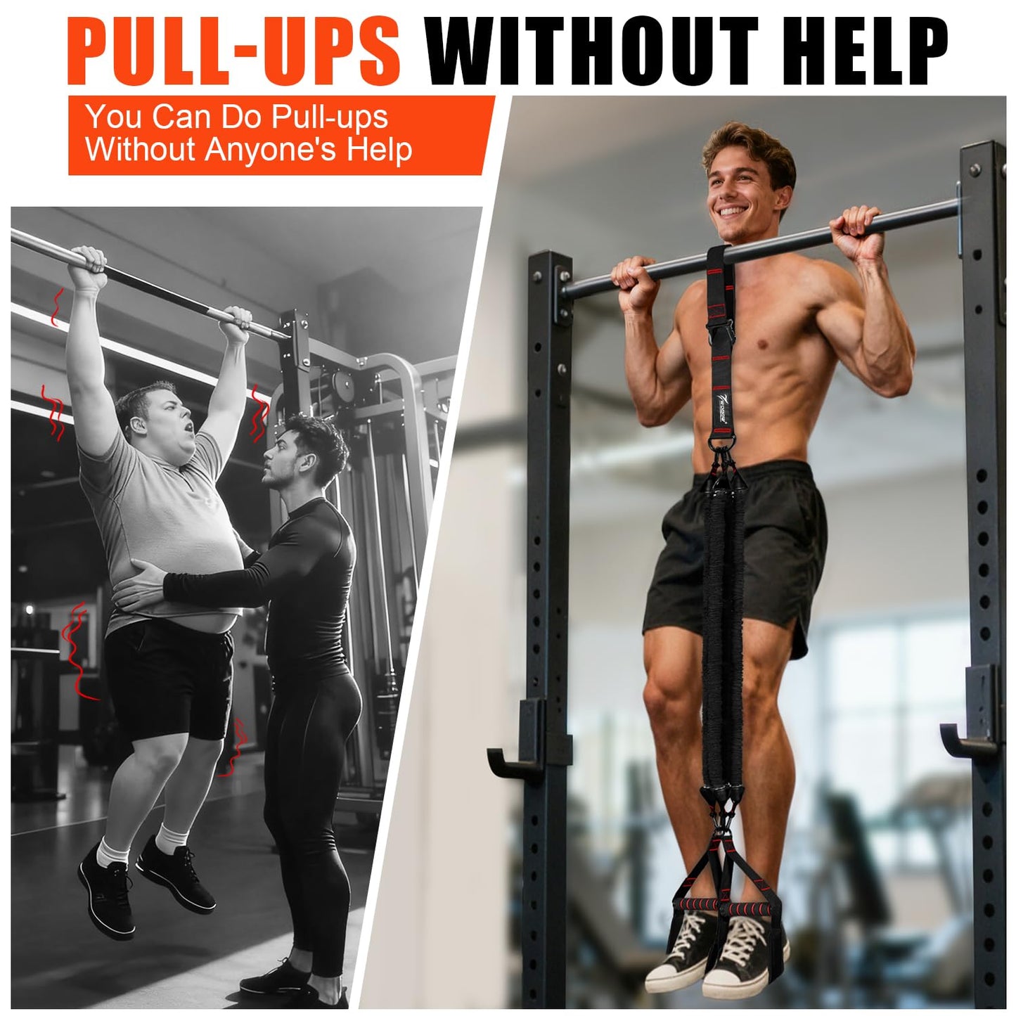 Upgraded Pull Up Assistance Bands, Heavy Duty Resistance Bands with Handles, Exercise Band with Door Anchor, Adjustable Workout Band Set for Pull Up Bar, Full Body Strength&Muscle Training, Home Gym