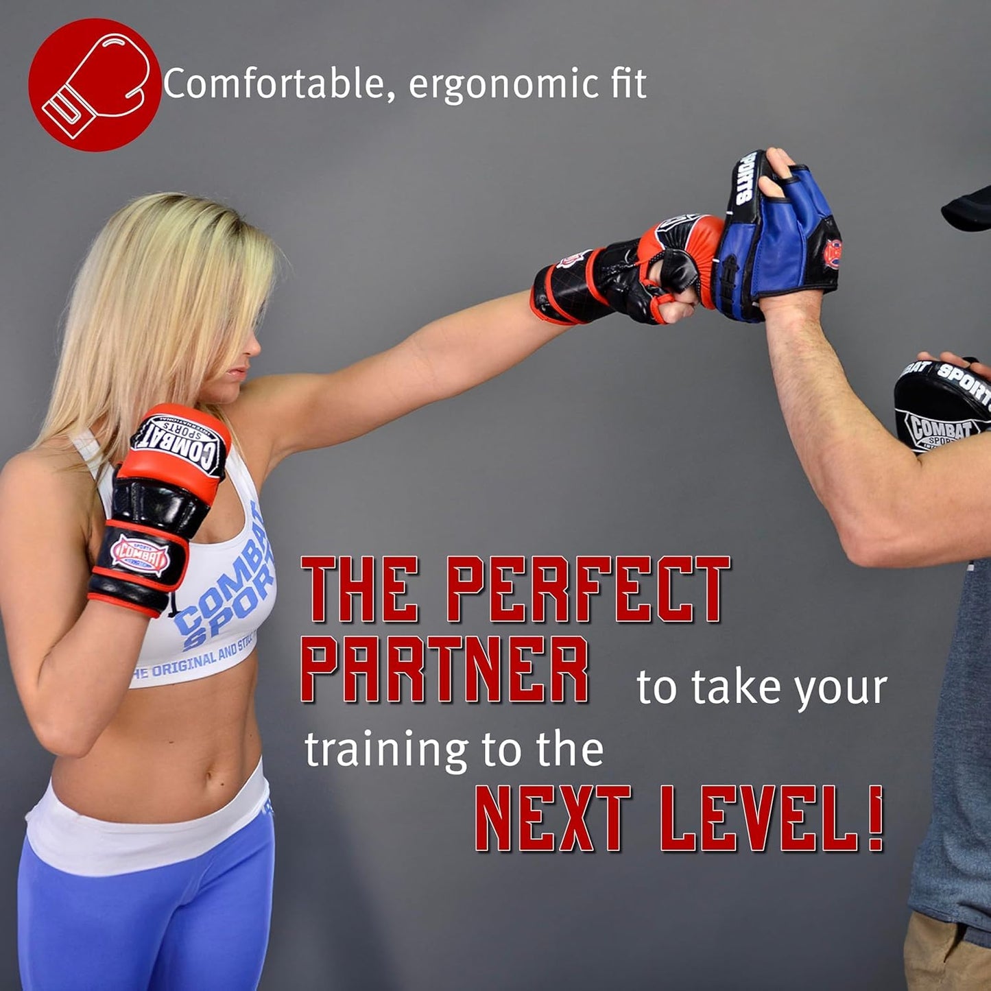 Combat Sports Max Strike MMA Training Gloves, Open-Palm, Fingerless Padded Boxing Gloves for Muay Thai, Kickboxing, and Martial Arts, Ideal for Men and Women, Essential MMA Gear