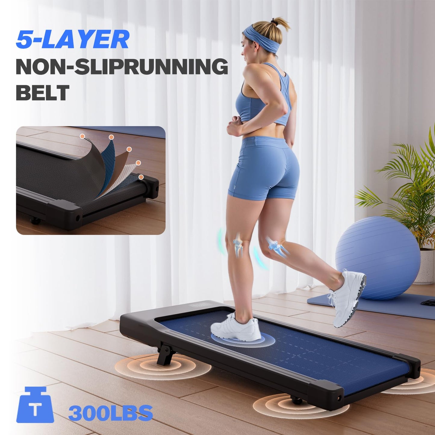 Lacuffy Walking Pad, 6% Walking Pad with Incline, No-Assembly Walking pad Treadmill with APP and Remote Control, LED Display, 2.5 HP Quiet Under Desk Treadmills, 300 lbs Capacity