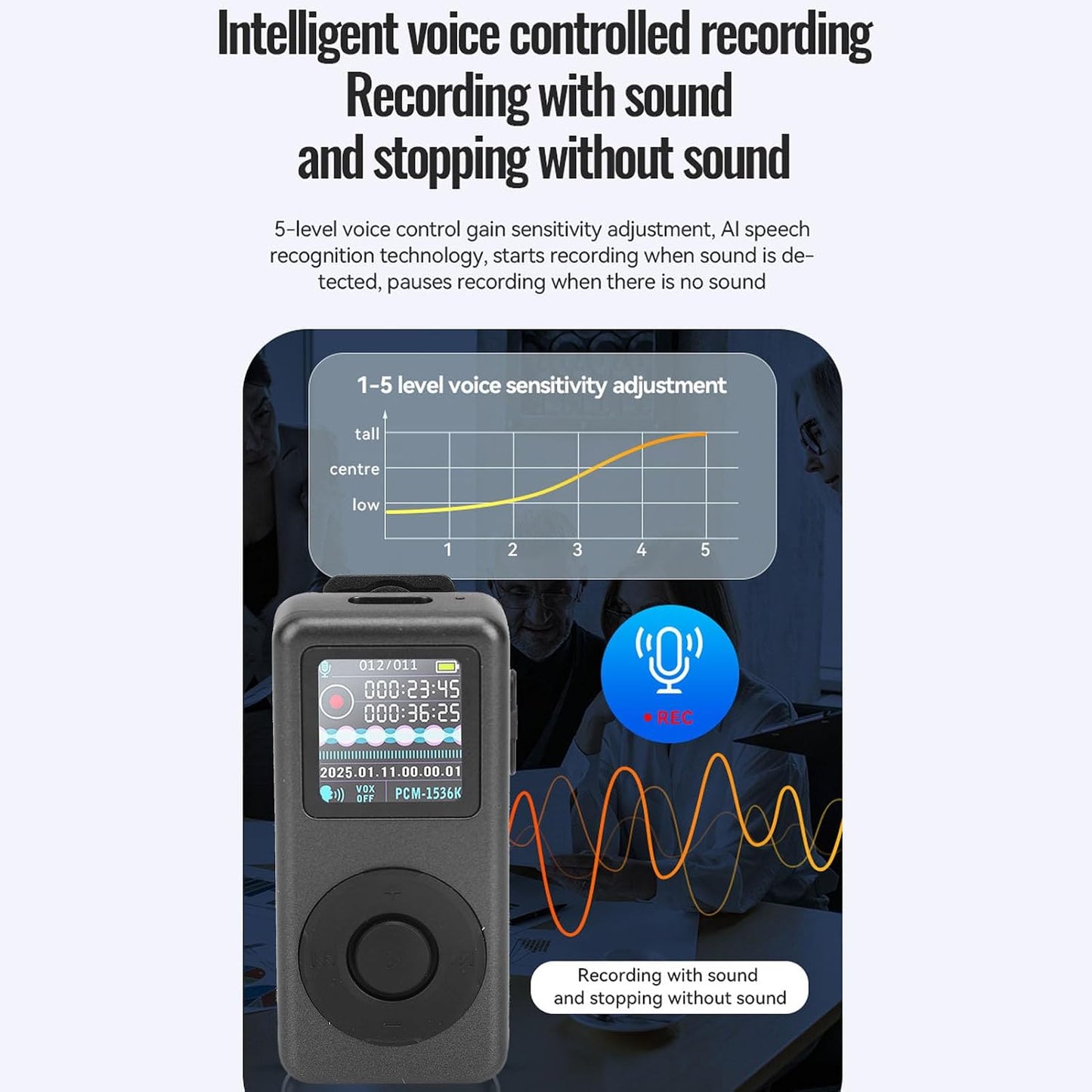 Dpofirs MP3 (16GB) Clip Player, with Voice Recorder and AI Noise Reduction, Portable Music Player with Clip, Bluetooth