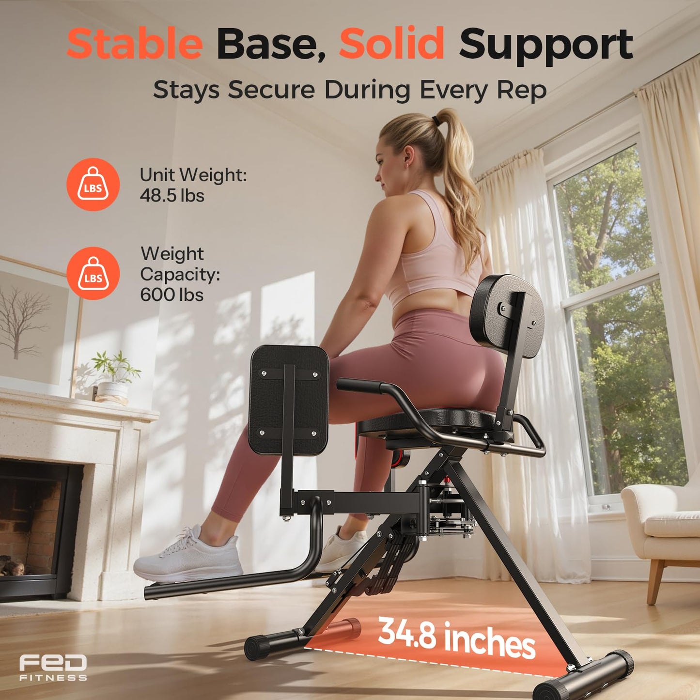 FED Fitness HA1 2-in-1 Hip Abductor and Adductor, Glute & Inner Thigh Workout Equipment for Home Gym, Leg Workout and Booty Builder with 6 Adjustable Resistance Bands and Dual Foot Bar