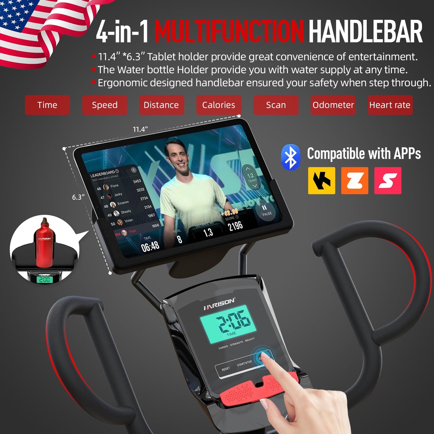 HARISON Pro Recumbent Exercise Bike 400 lbs Capacity, Magnetic Recumbent bike for Adult and Seniors, Recumbent Stationary bike for Home with Smart Bluetooth App, 2 in 1 LCD Monitor and Tablet Holder (HR-B8)