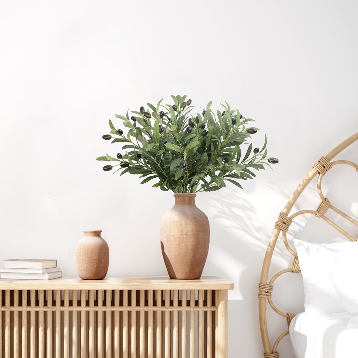 Leftover 6PCS 18Inch Faux Olive Branches for Vase,Artificial Olive Tree Branches,Fake Plants,Greenery Stems,Eucalyptus Stems,Green Leaves for Centerpieces Decoration,Home Decor,Coffee Table Decor