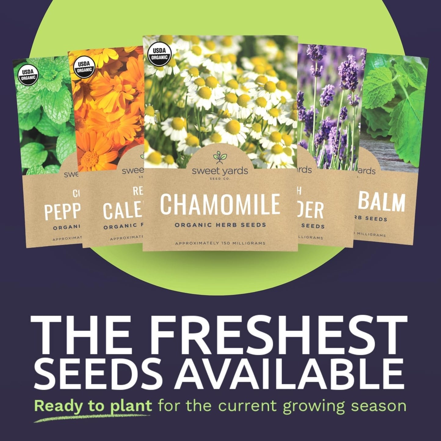 Organic Herbal Tea Seeds Variety Pack - 16 Individual Packs - 2026 Season - Mint, Lavender, Chamomile and More! for Indoor & Outdoor Planting (Non-GMO, Certified Organic)