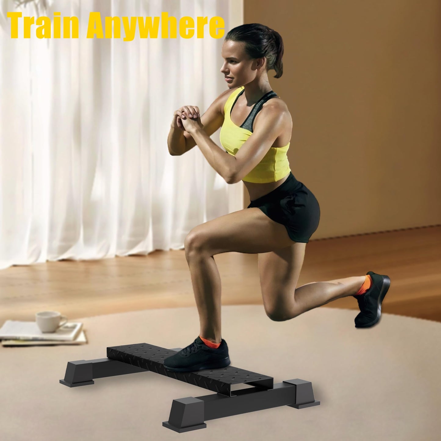 Rumoid Calf Raise Block, Heavy-Duty Steel Calf Trainer, Multifunctional Standing Calf Workout Bar for Stretching, Squat, Foot Flexibility, Anti-Slip Solid Platform for Home Gym (Straight Board)