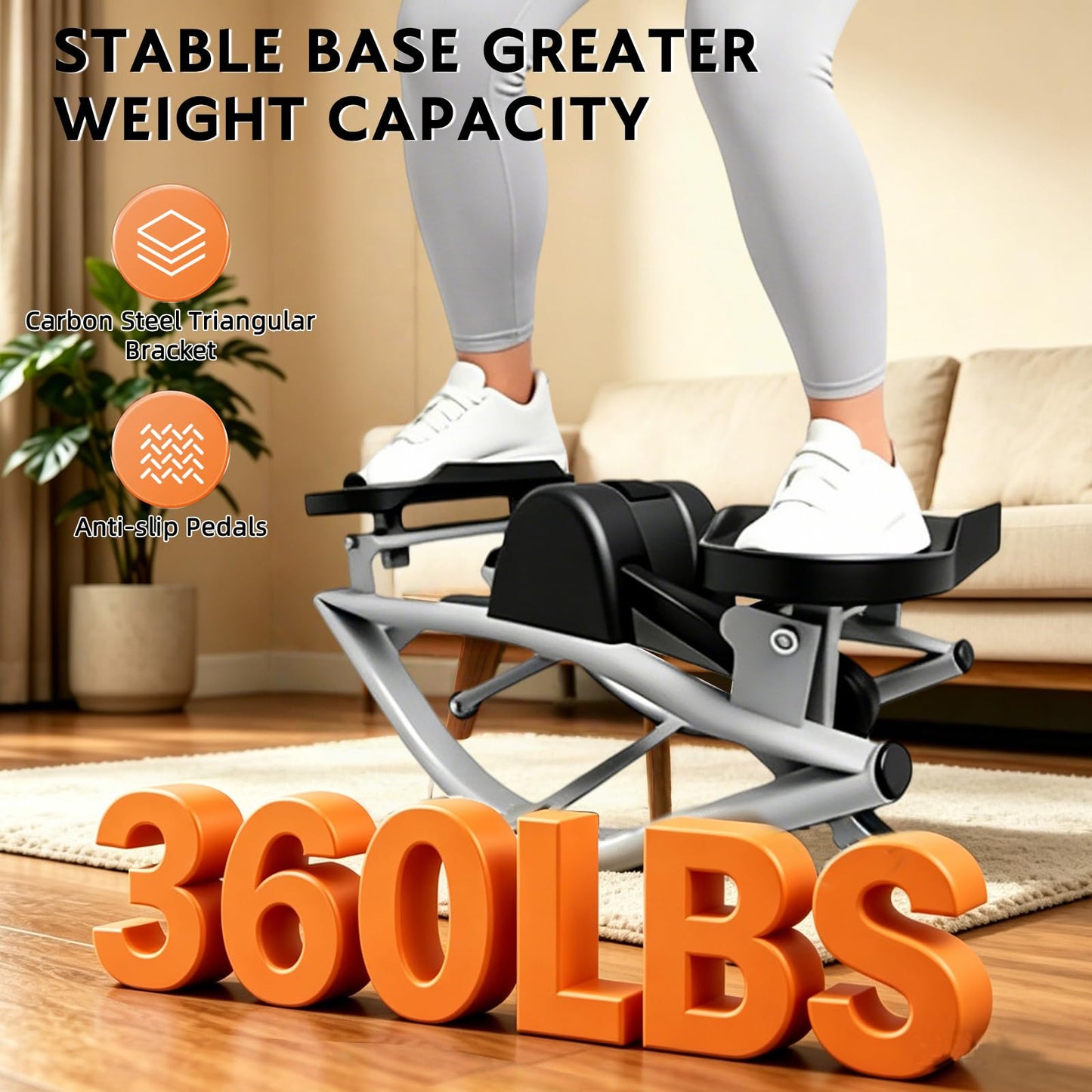 Rock Stepper with Digital Monitor, Low-Impact Compact Rock Stepper Side to Side with Resistance Bands, 360 LBS Weight Capacity, Portable Stair Stepper for Home, Apartment, Dormitory, Office