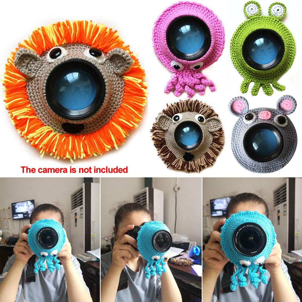 Vornetil Shutter Hugger, Camera Buddies Shutter Hugger Photography Props, Handmade Pet Knitted Lens Accessories Pet