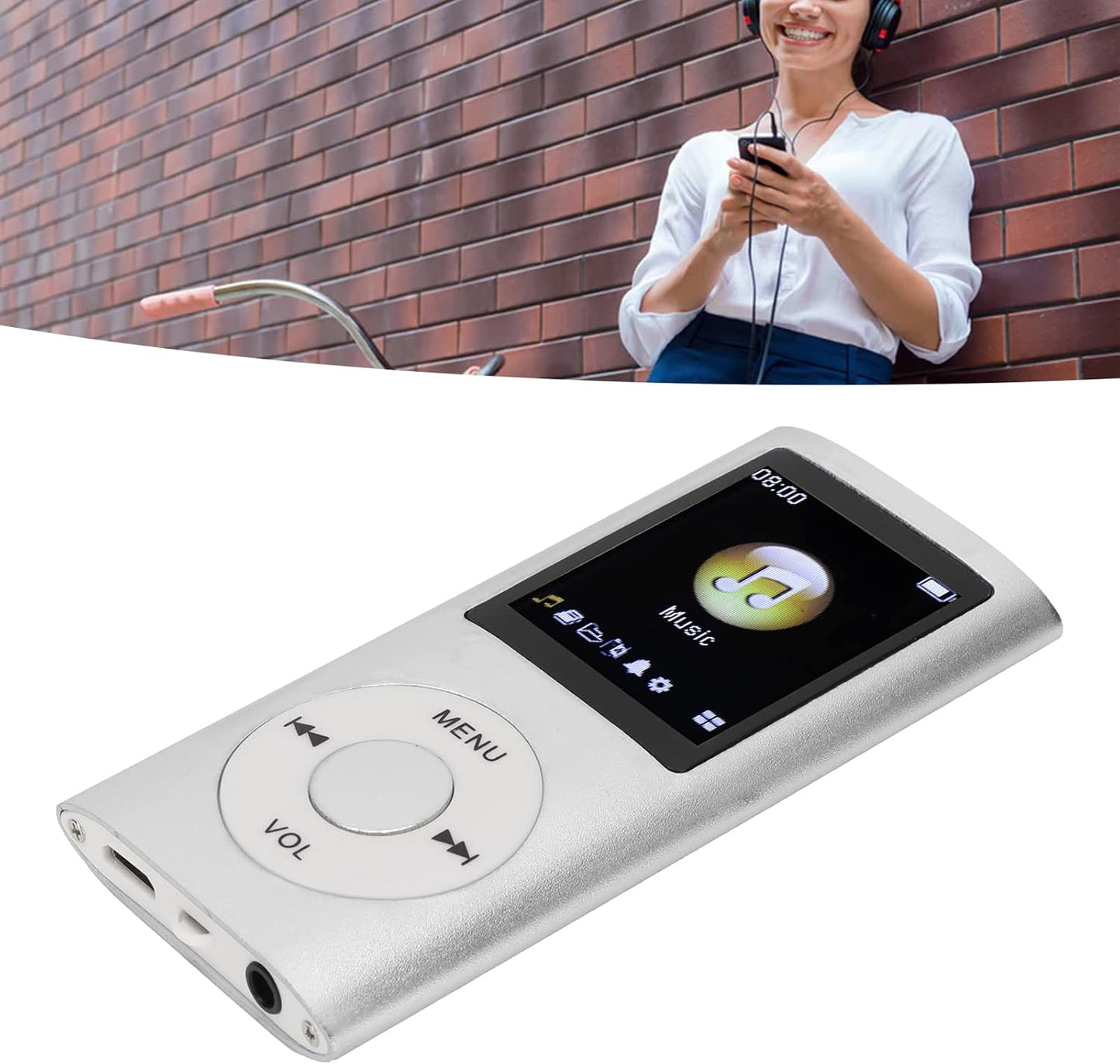 YUEHISY MP3 64GB 8 MP3, Player, with Memory Capacity, Hour Battery Life Portable Music Player, Supports WMA, FLAC, APE